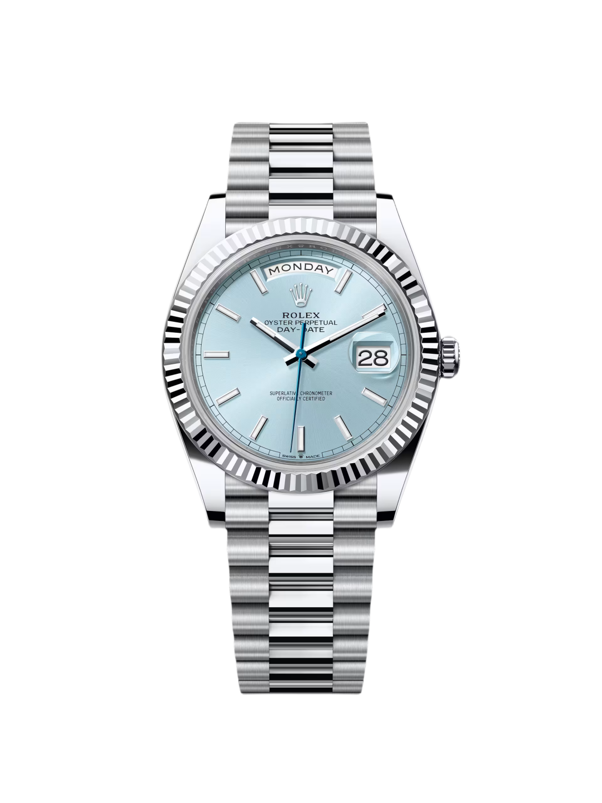 【Super Clone】RLX  Day-Date President 40mm Platinum Ice Blue Index Dial - 228236