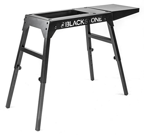 Universal Griddle Stand with Adjustable Leg and Side Shelf - Made to fit 17¡± or 22¡± Propane Table Top Griddle ¨C Perfect Take Along Grill Accessories for Outdoor Cooking and Camping (Black)