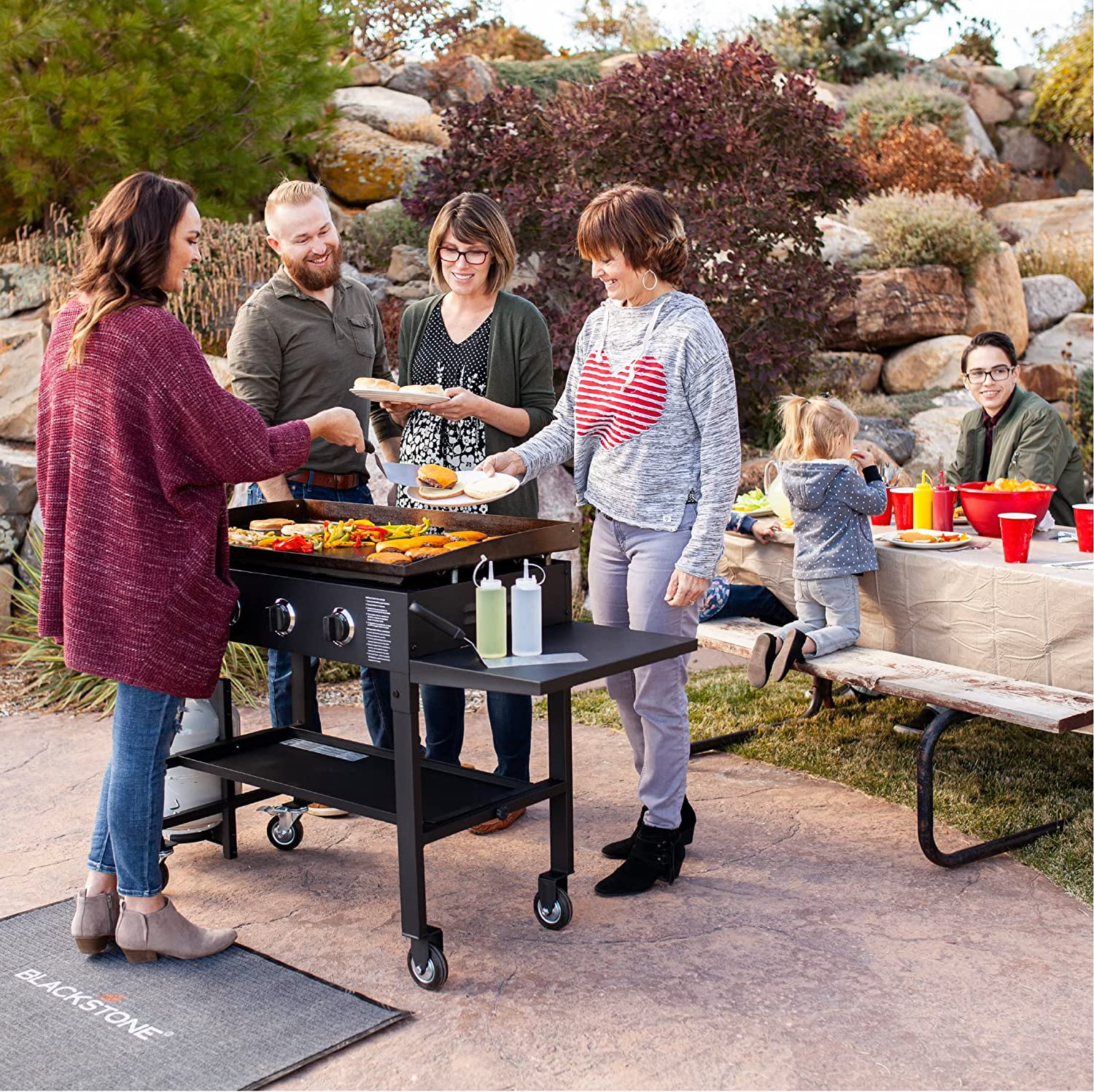 36 Inch Gas Griddle Cooking Station 4 Burner Flat Top Gas Grill Propane Fuelled Restaurant Grade Professional 36�� Outdoor Griddle Station with Side Shelf (1554) Image 4