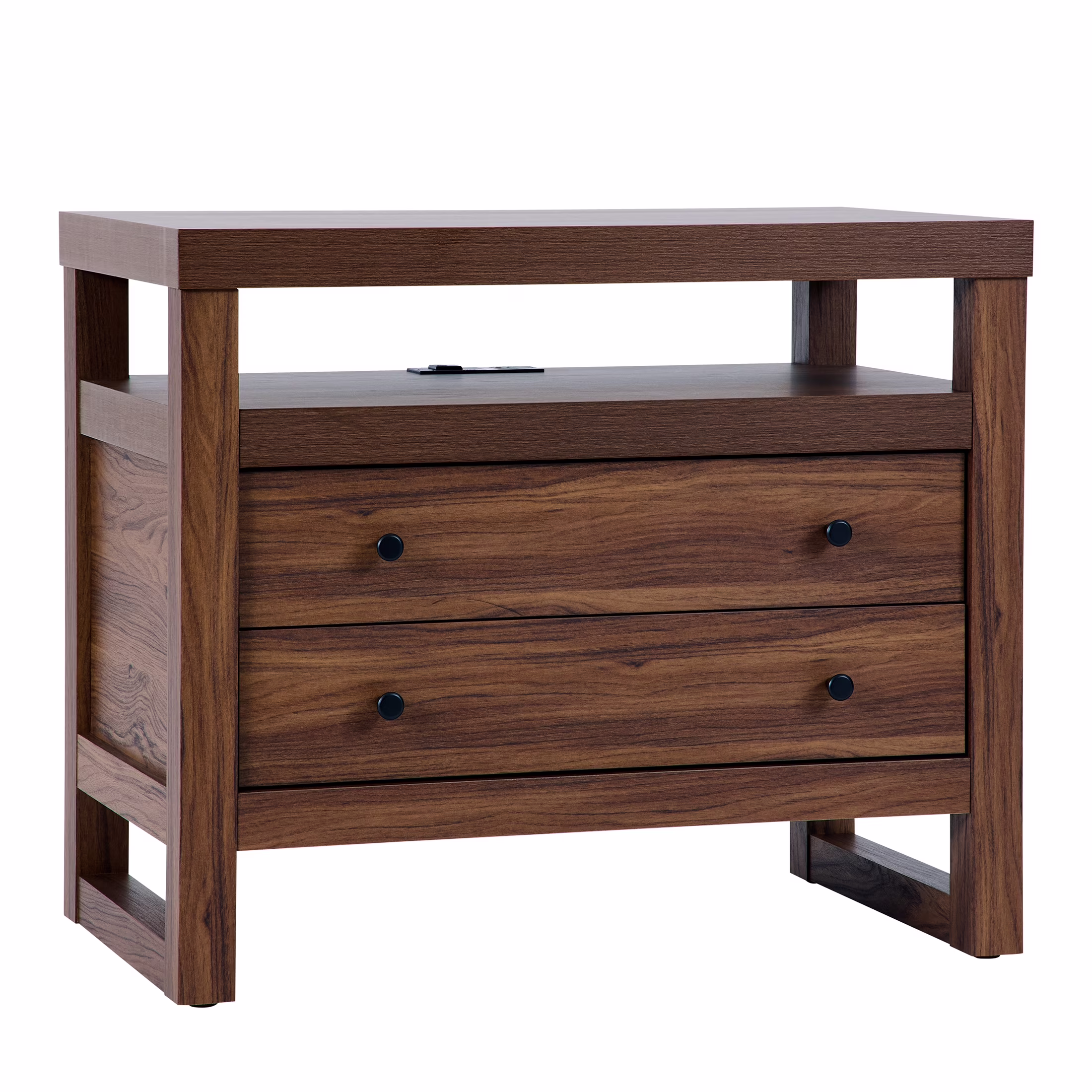 Better Homes & Gardens Ezra 2-Drawer Nightstand, Rich Black Finish