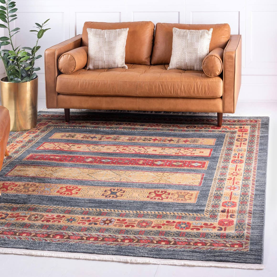 Unique Loom Pasadena Fars Area Rug - 8' x 8' Square - Blue