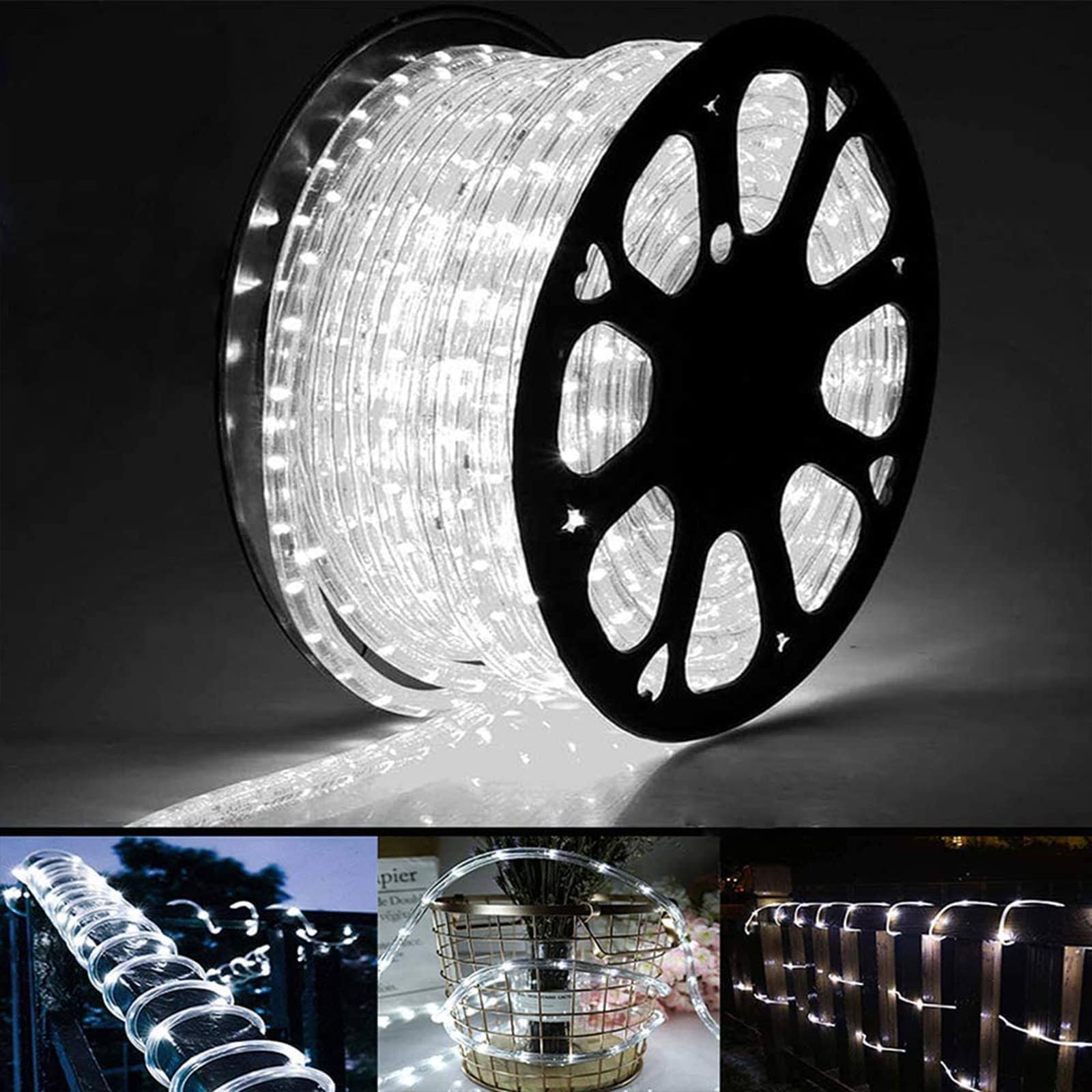Jnaurb 100ft LED Rope Lights Outdoor, 720 LED Connectable and Flexible Tube Lights with 8 Modes, Waterproof LED Rope Lighting for Garden, Patio,
