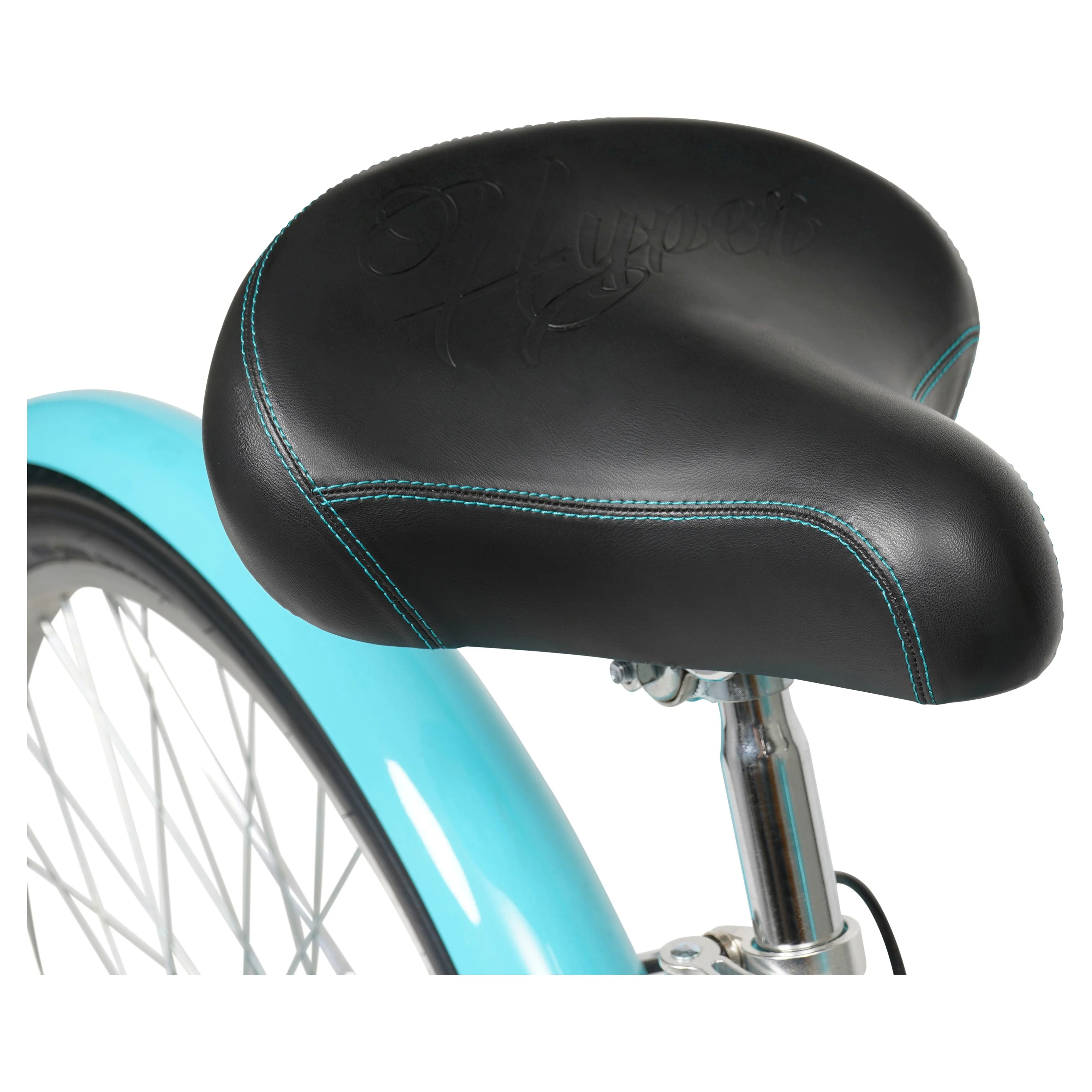 26" Woman's Commute Bike with Basket, Neon Teal - Image 7