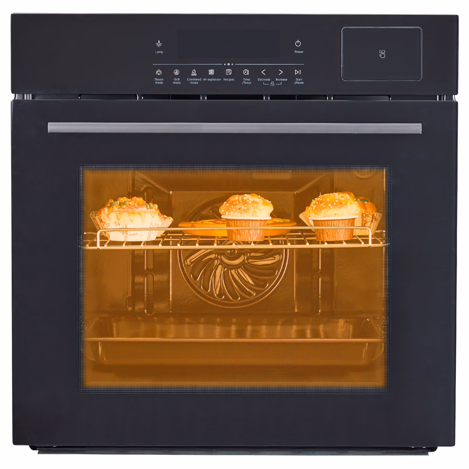 24" Single Wall Oven with 108 Smart Menu 8 Baking Modes,3000W 2.5 CF Convection Oven with Steam Air Fry Function,Stainless Steel,Touch Control Colorful LED Screen(With Colour LED Screen) - Image 3