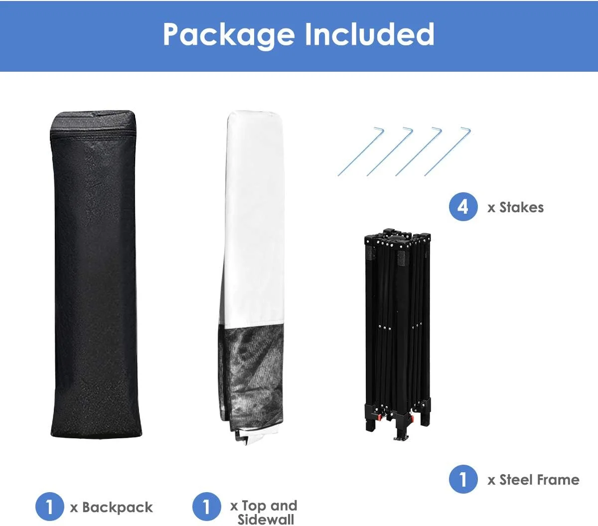 7x7 Ft Pop Up Canopy, Slant Leg Outdoor Tent with Carry Bag 4 Stakes, Compact Portable Canopy Tent for Hiking Camping Fishing Picnic, 7x7 Base, 6x6 top(7' x 7'/White) - Image 8