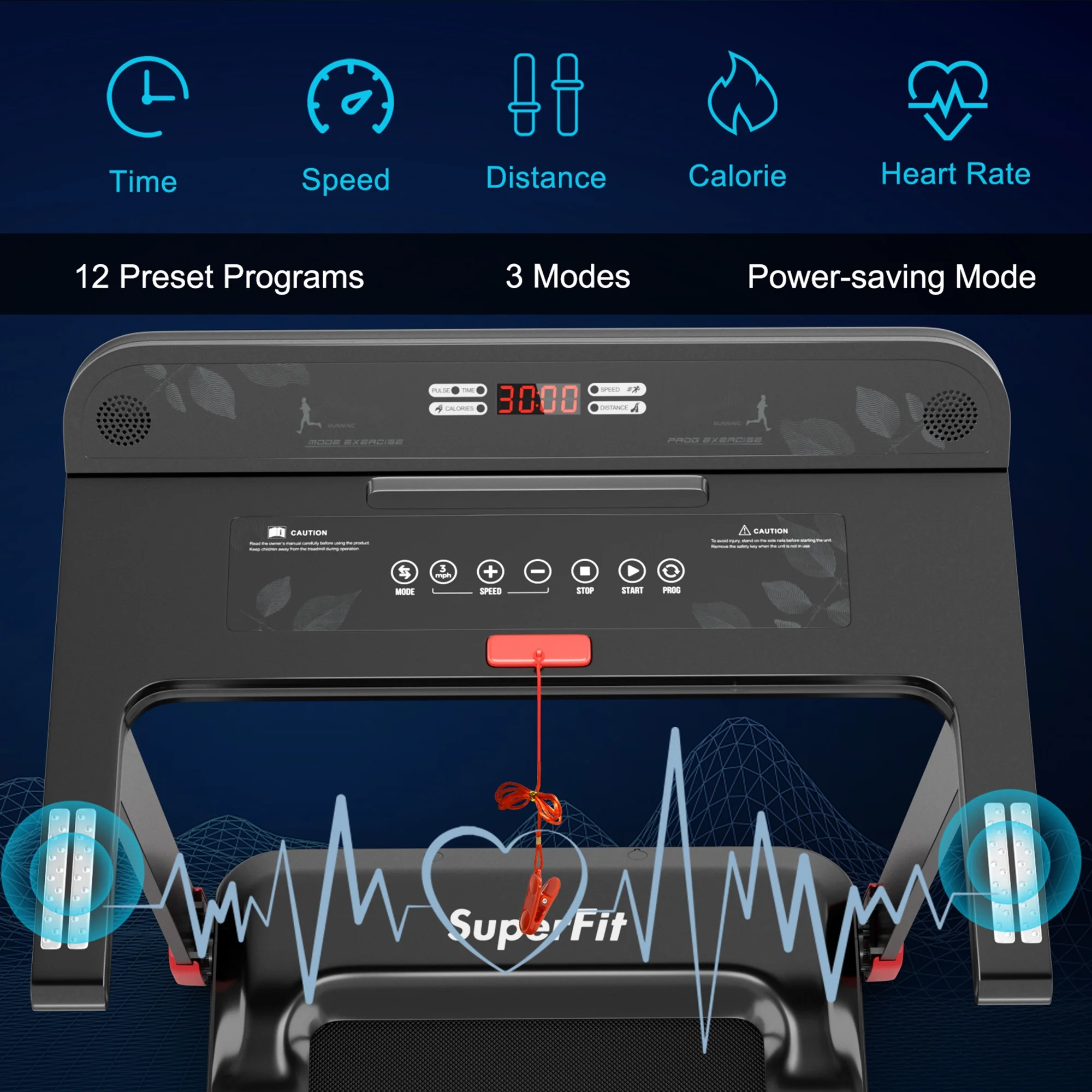 Electric Folding Treadmill Portable Cardio Running Machine w/ APP Control Red(Red) - Image 9