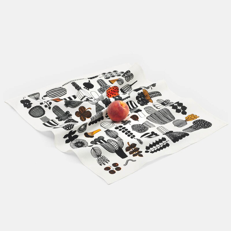 Puutarhurin Parhaat kjøkkenhåndkle 47x70 cm hvit/svart/oransje
