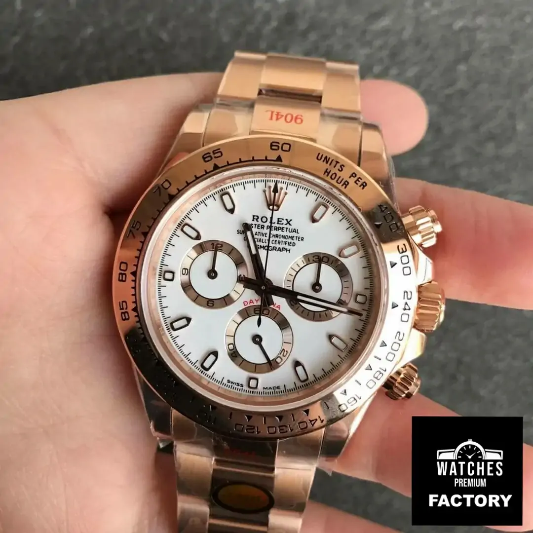 Rolex Daytona m116505-0010 Noob Factory Rose Gold White Dial