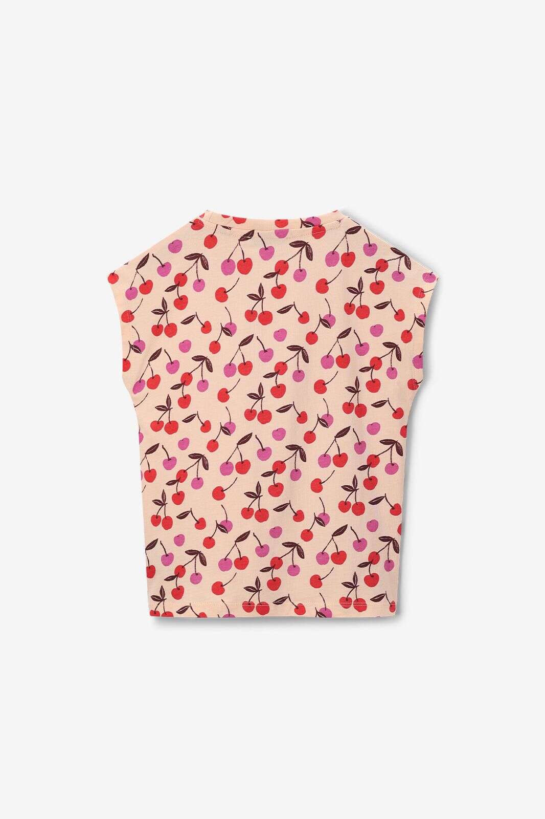 Lichtoranje T-shirt met kersen print