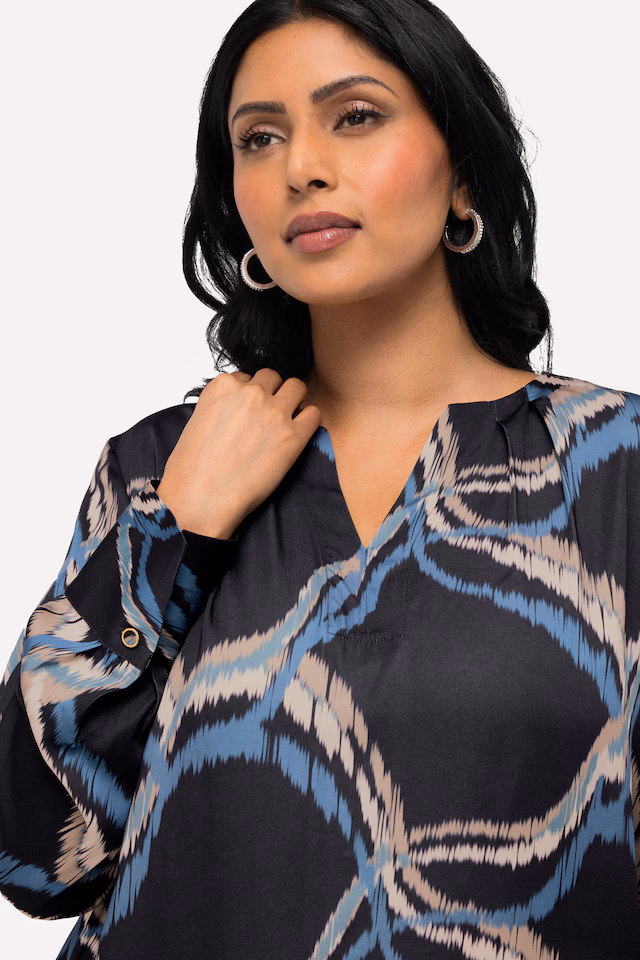 Satin Geometric Print A-Line Blouse