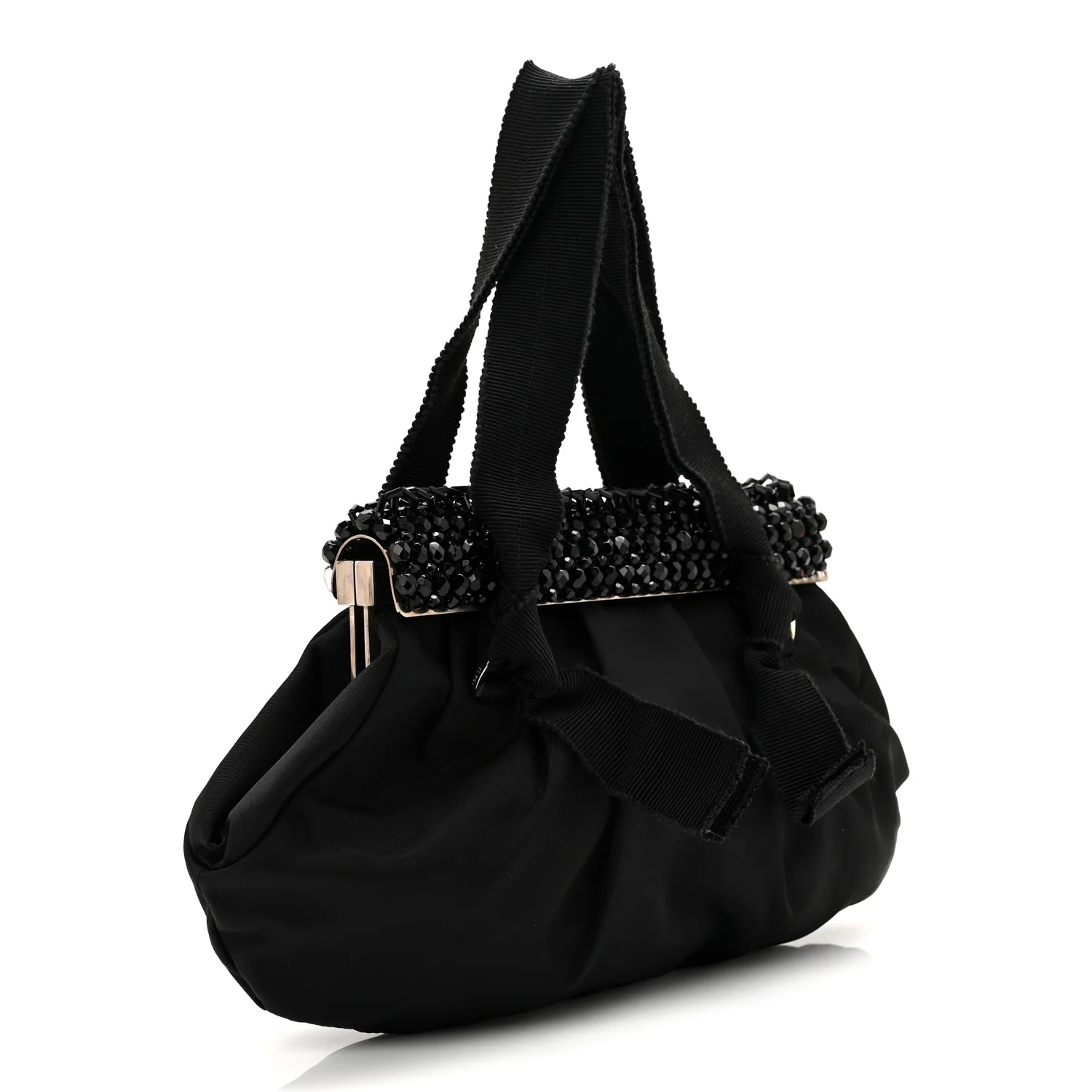 Tessuto Nylon Bead Evening Bag Black