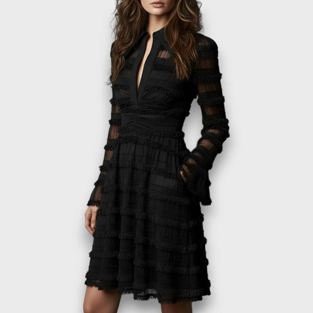 Perla | Robe Midi avec Franges Transparentes