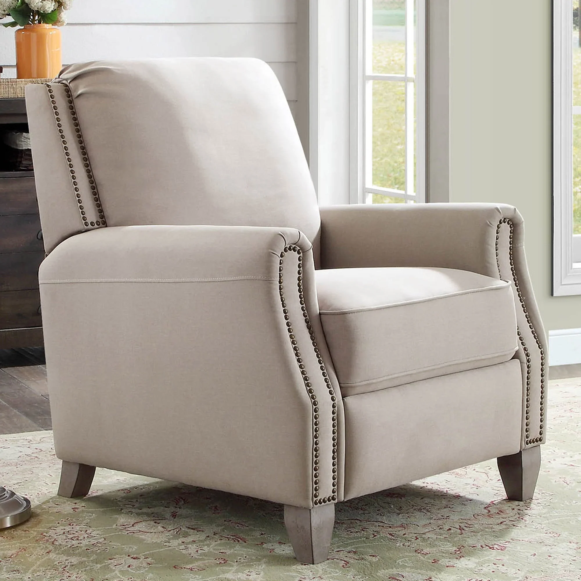 Better Homes and Gardens Pushback Recliner, Taupe Fabric Upholstery