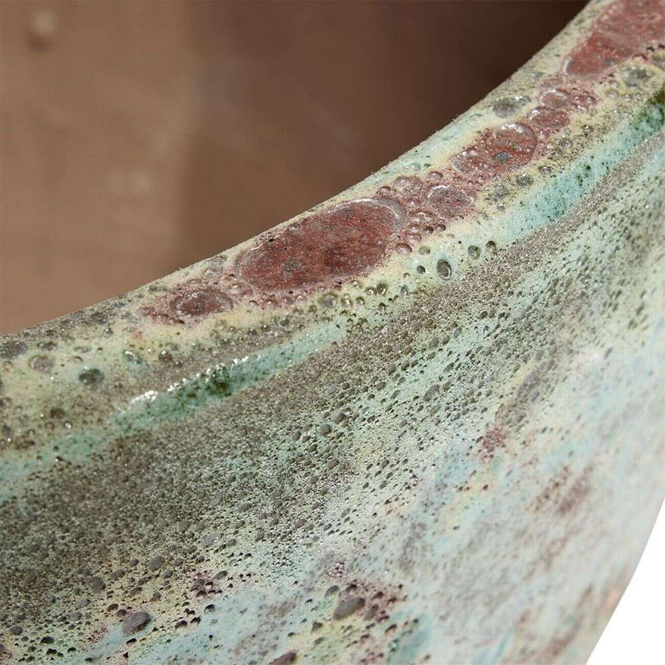 Pot argile émaillage vert et marron Ø36cm