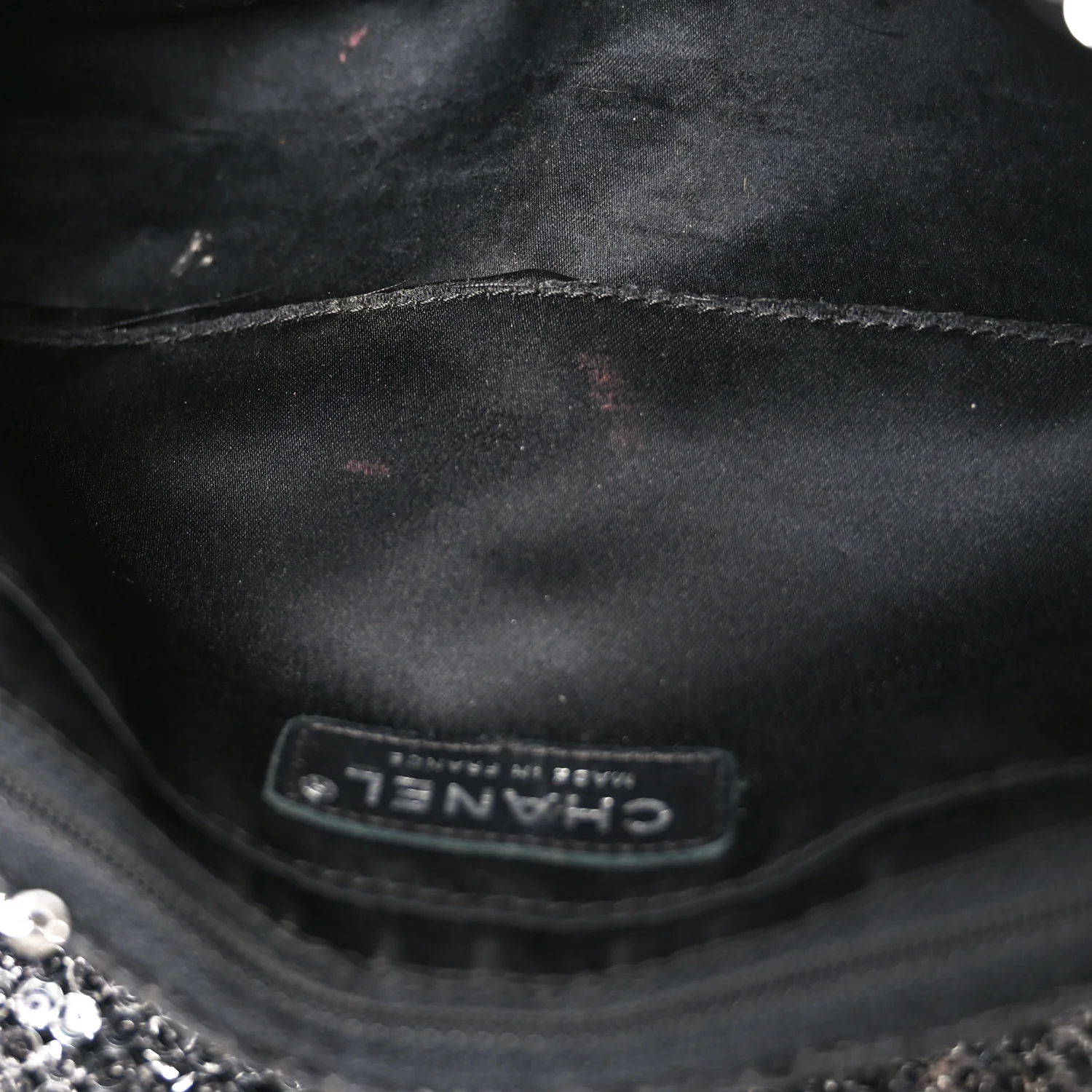 Sequin Medium Single Flap Dark Silver