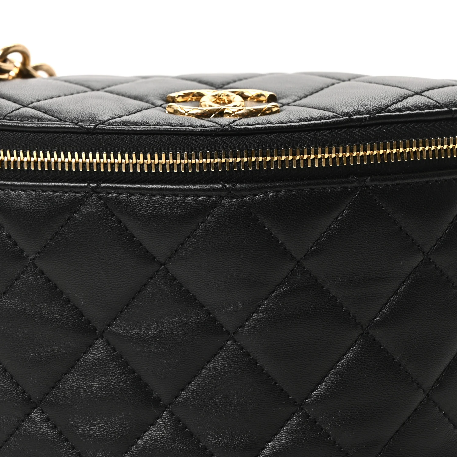Lambskin Pearl Quilted CC Belt Bag Black