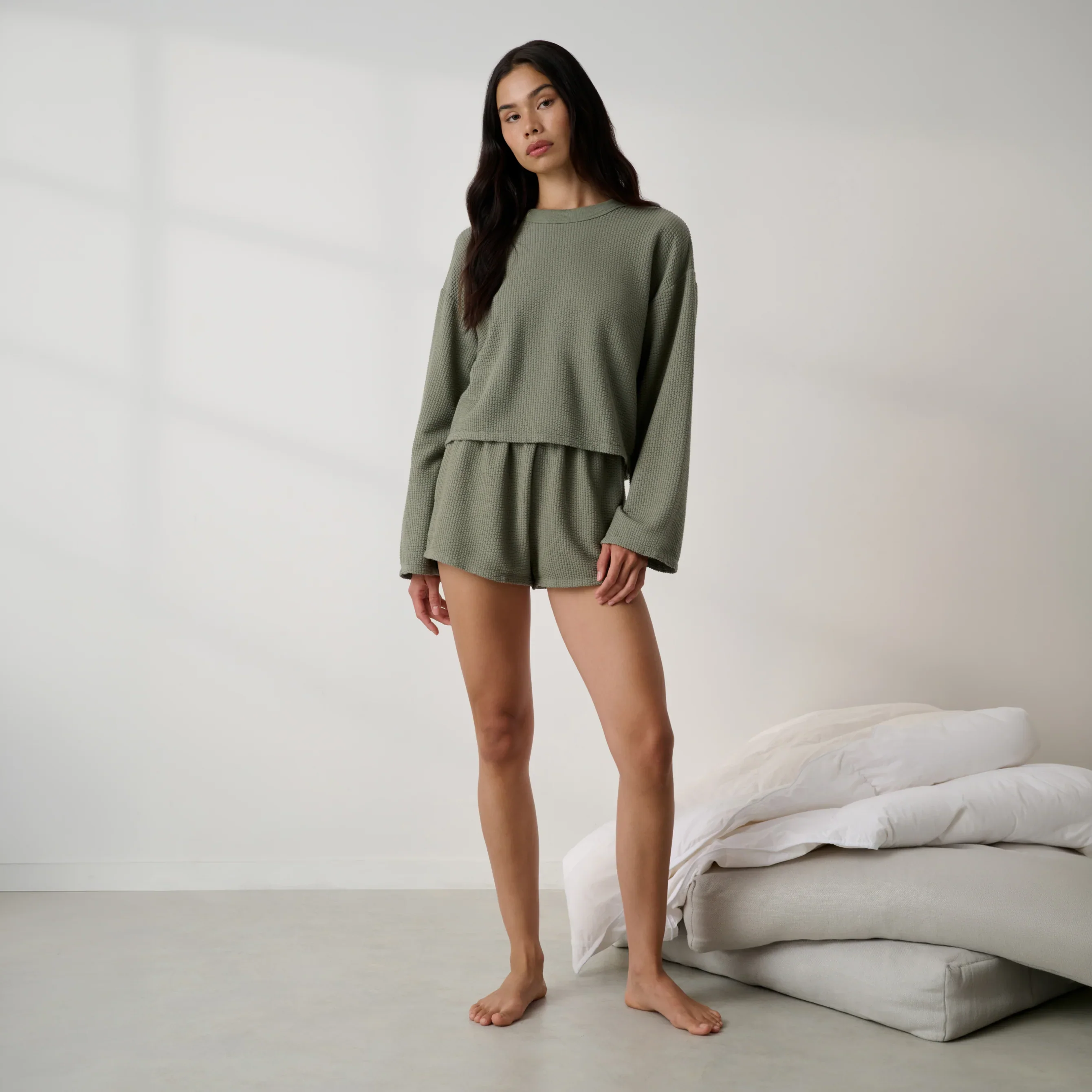 Organic Cotton Seersucker Wide Sleeve