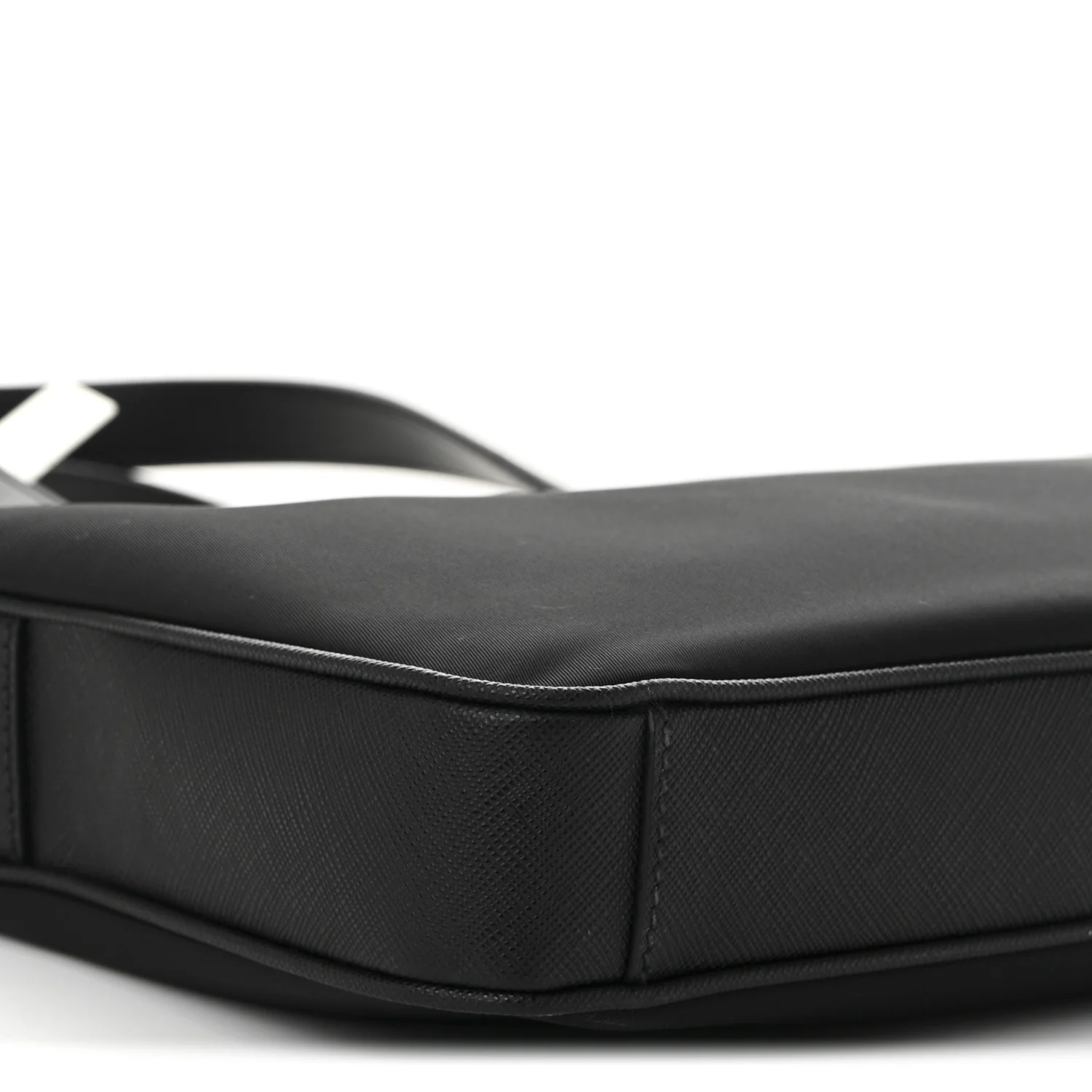 Re-Nylon Saffiano Metal Triangle Logo Briefcase Black