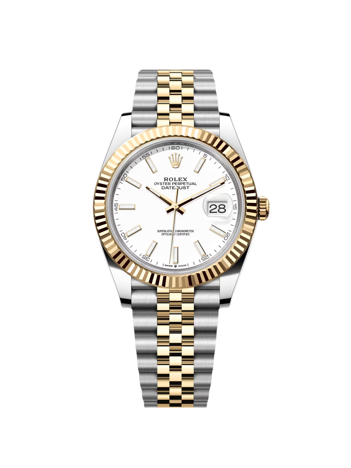 【Super Clone】RLX  Datejust 41mm 126333 White Index Oyster Steel and Yellow Gold Mens Watch