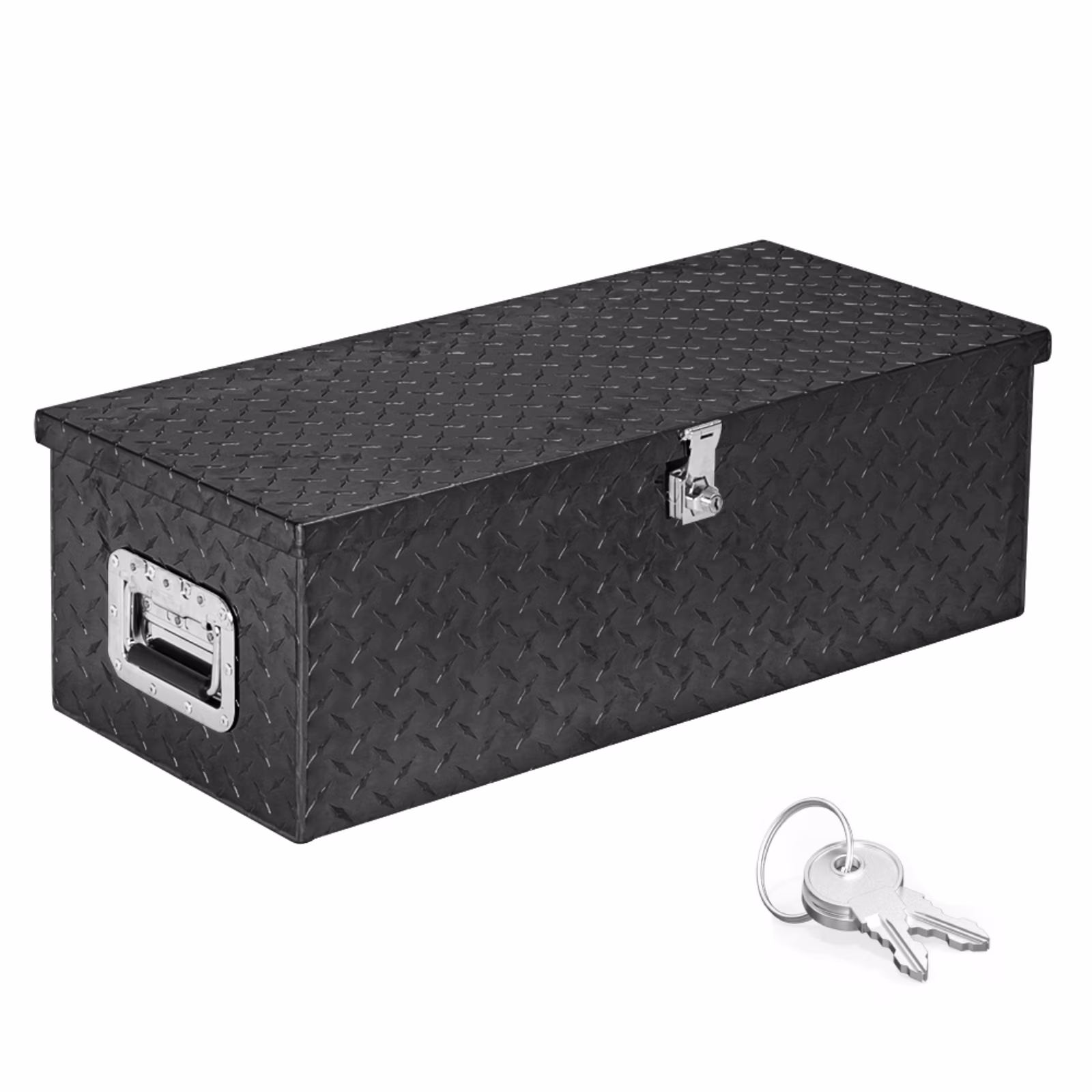 30�� Aluminum Truck Tool Box with Lock Trailer Pickup Underbody Truckbed Storage, Black