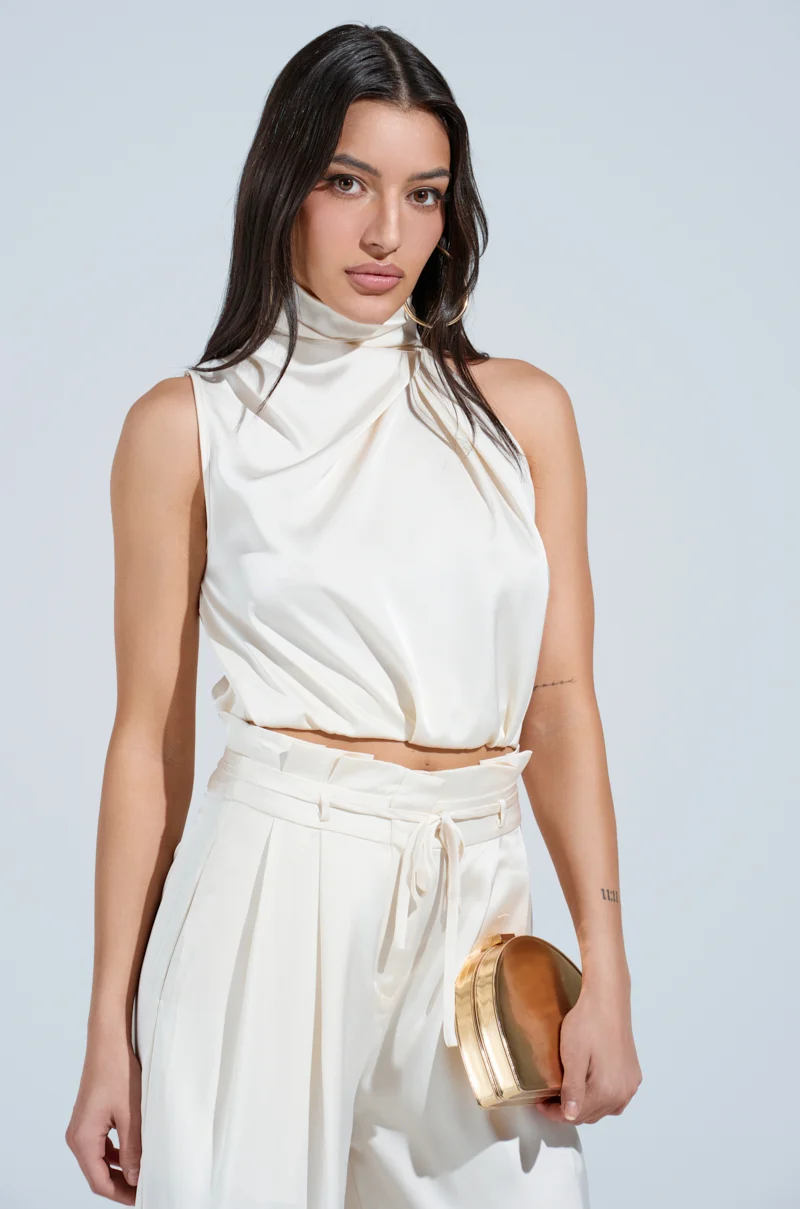 BLAKE SATIN MOCK NECK TOP - Akira Store