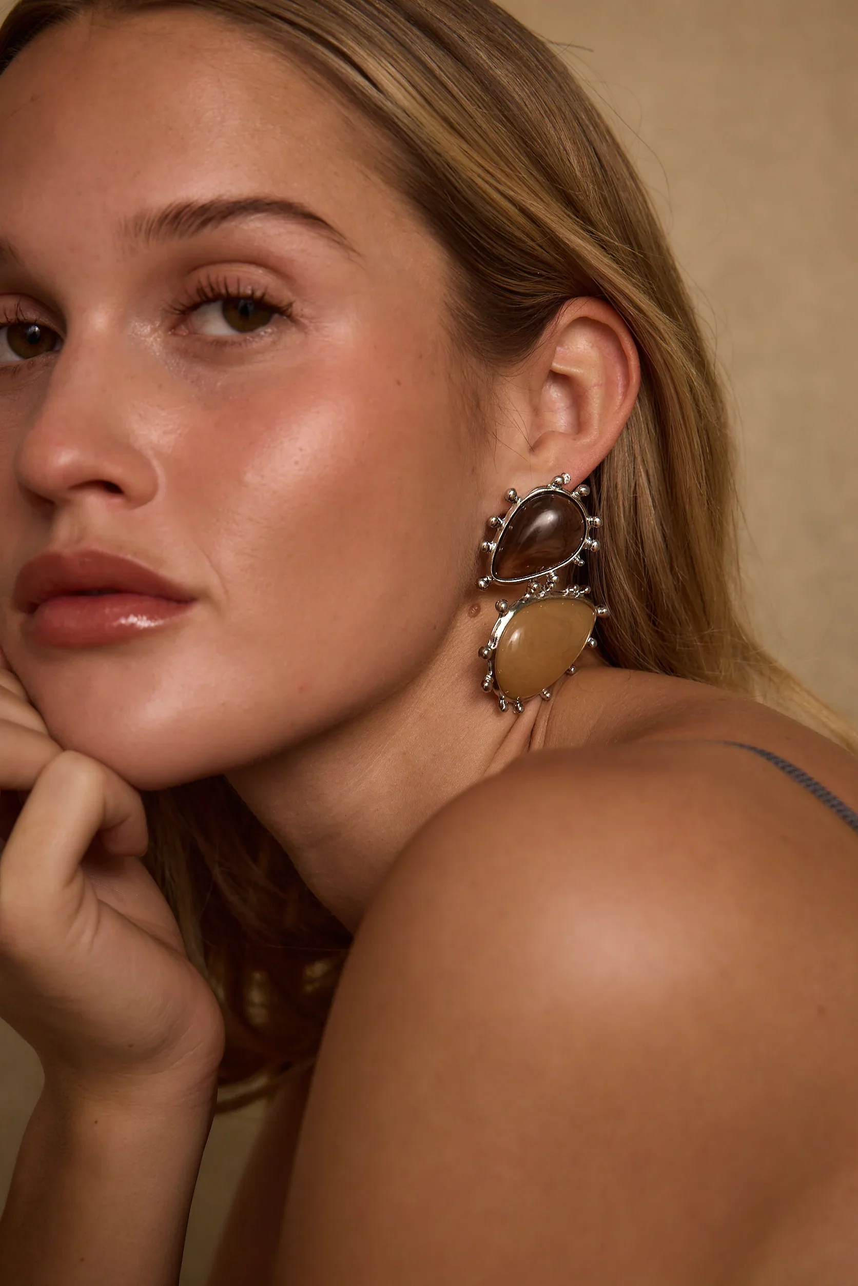 Fauna Gold and Stone Statement Earrings