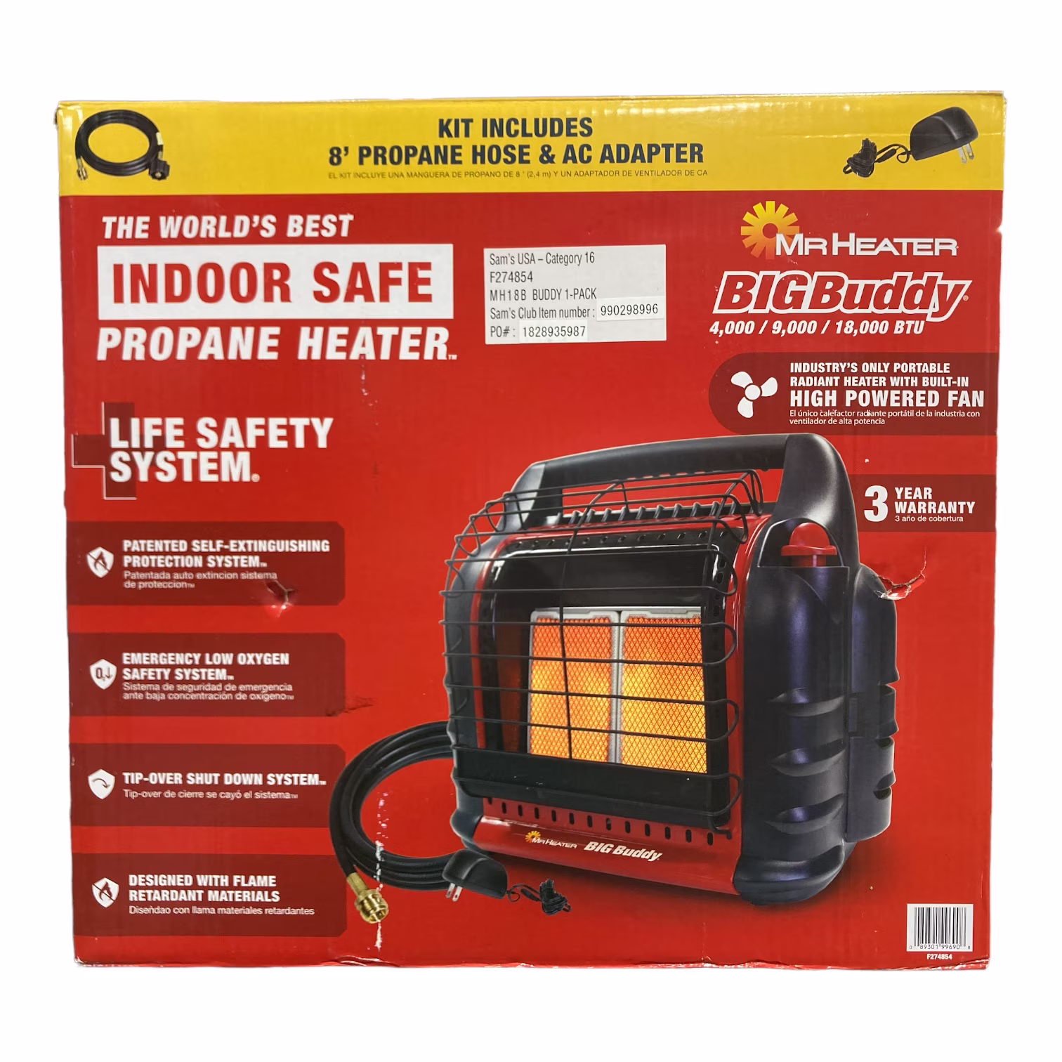 Propane Space Heater 18,000 BTU Big Buddy Portable Radiant 450 sq ft