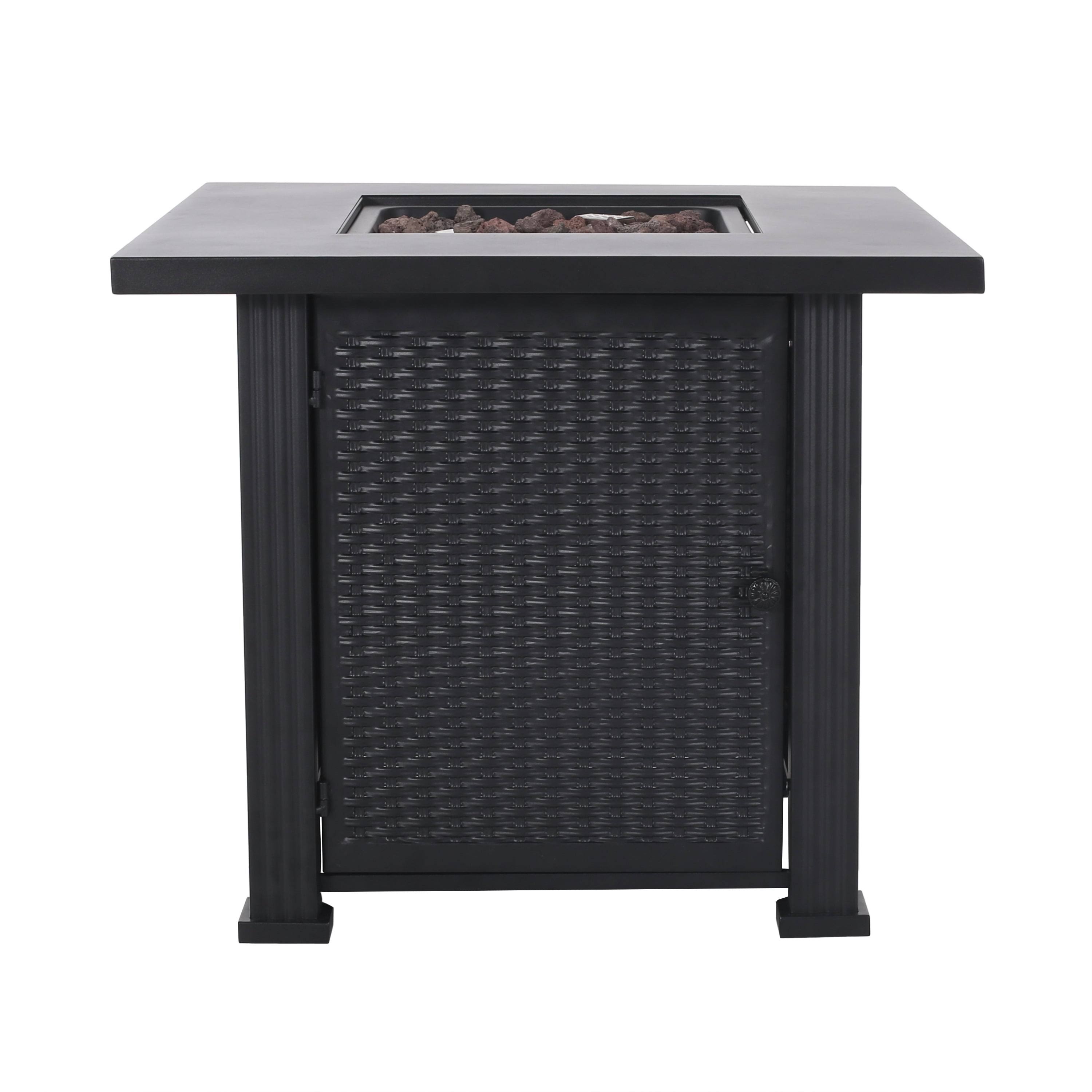 Grouse Outdoor 40,000 BTU Iron Square Fire Pit, Black