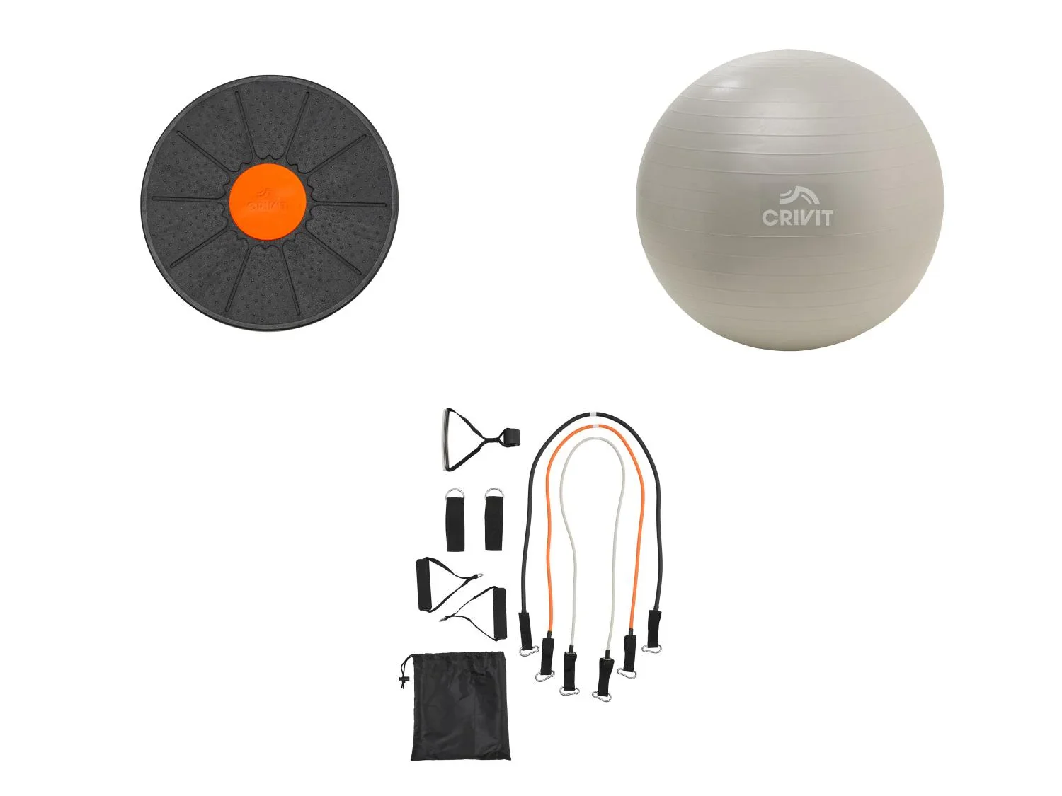 CRIVIT Plateau dquilibre ou ballon de gymnastique ou bandes de fitness