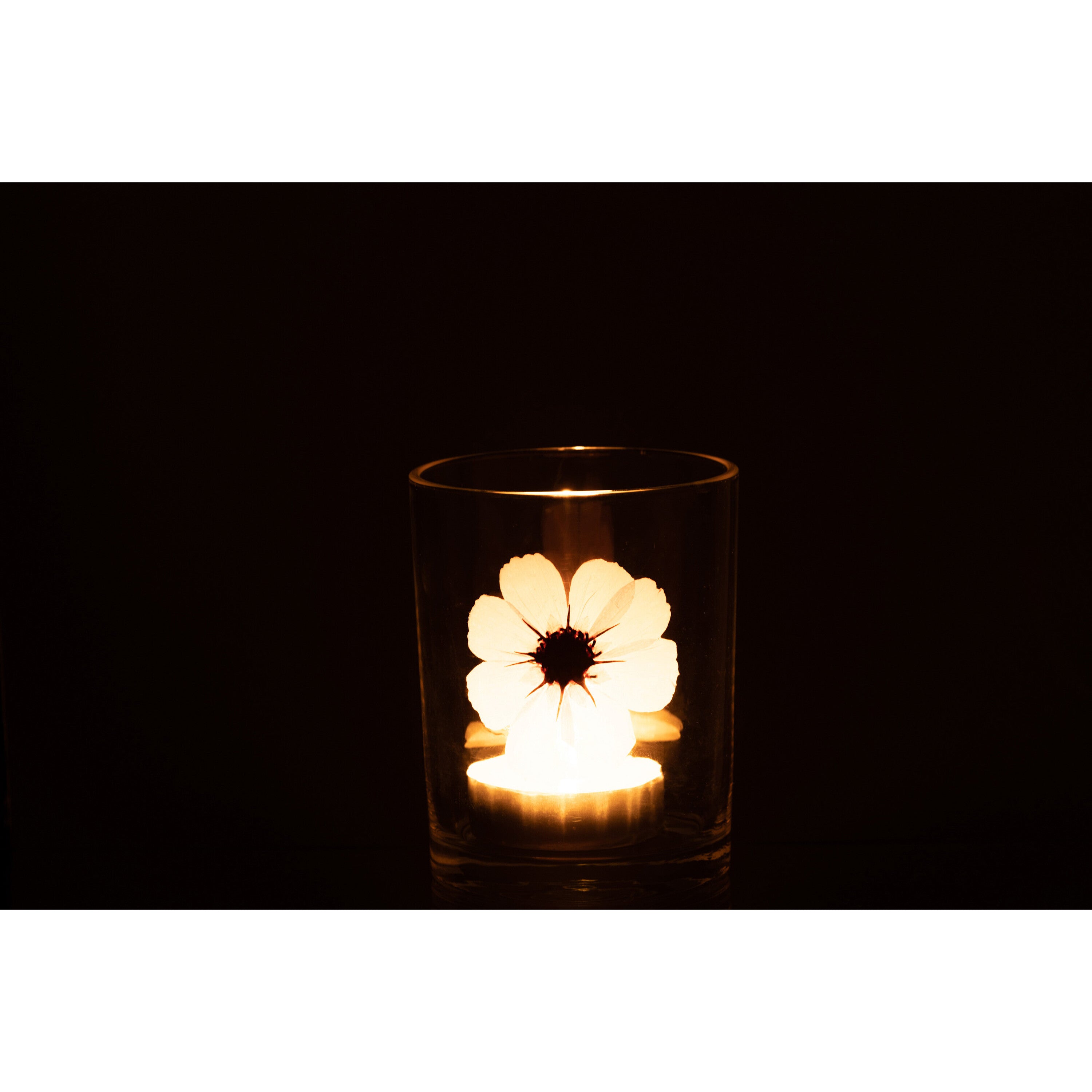 J-Line windlicht Bloem - glas - roze mix