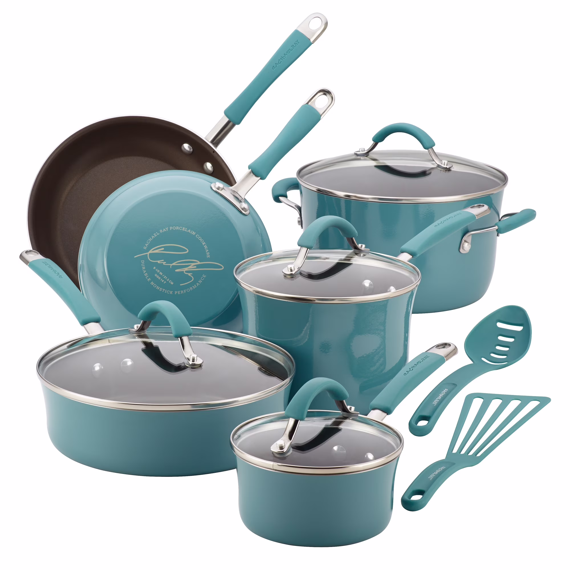 12-Piece Cucina Nonstick Pots and Pans Set, Cookware, Set Cranberry(Cranberry Red) - Image 7