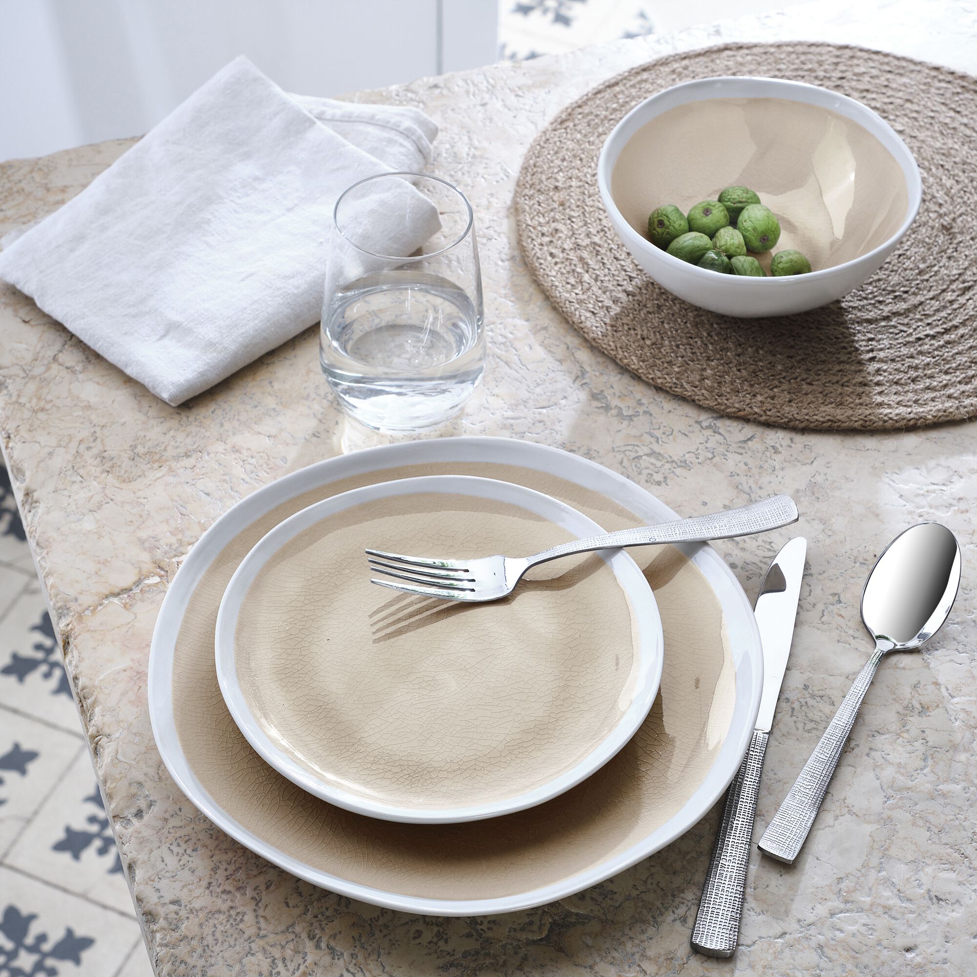 LEZARDI - Assiette à dessert en grès D20,5cm - beige alpilles