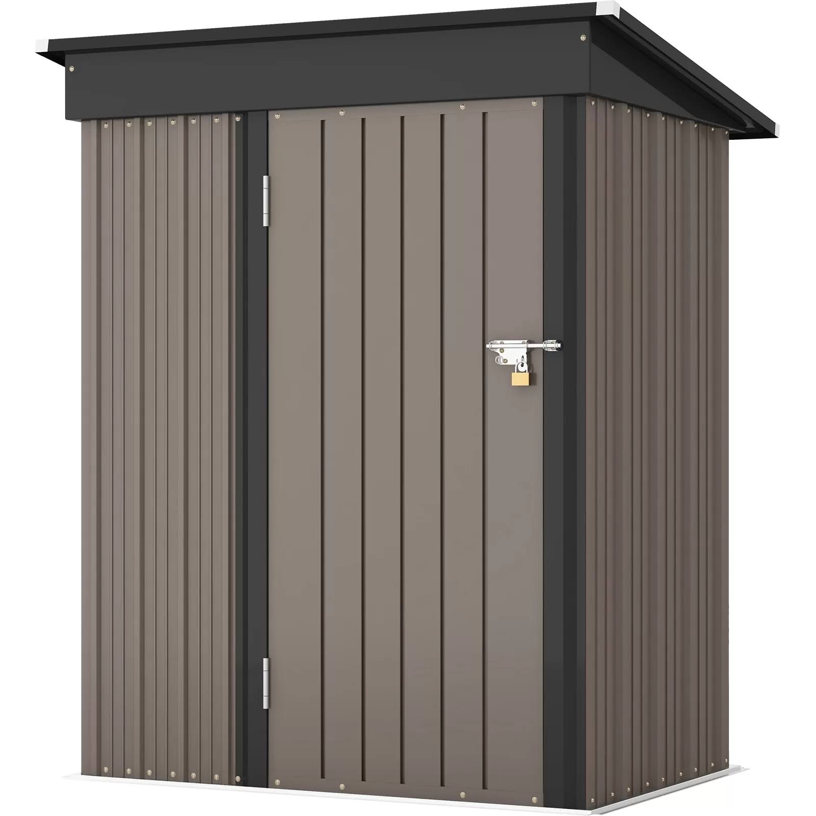 Patiowell 5 ft x 3 ft Galvanized Steel Storage Shed for Backyard and Garden - Durable and Secure with Sloping Roof and Lockable Door in Brown