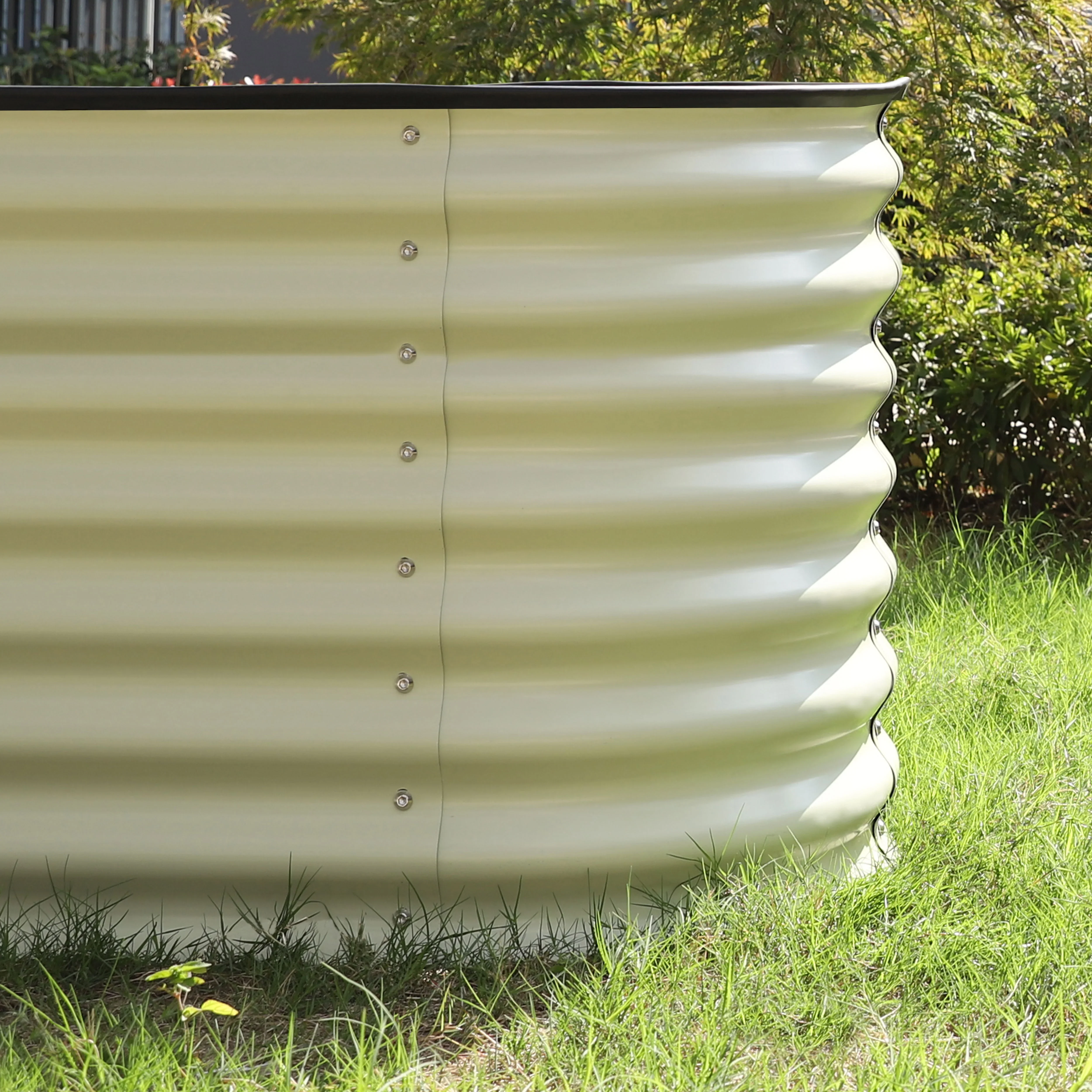 VEIKOUS Metal Garden Bed, 6x3x2 ft Galvanized 9-in-1 Modular Garden Planter Box Kit, Pearl White