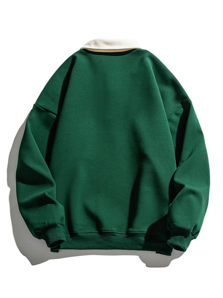 Sweat-shirt polo contrasté coupe décontractée