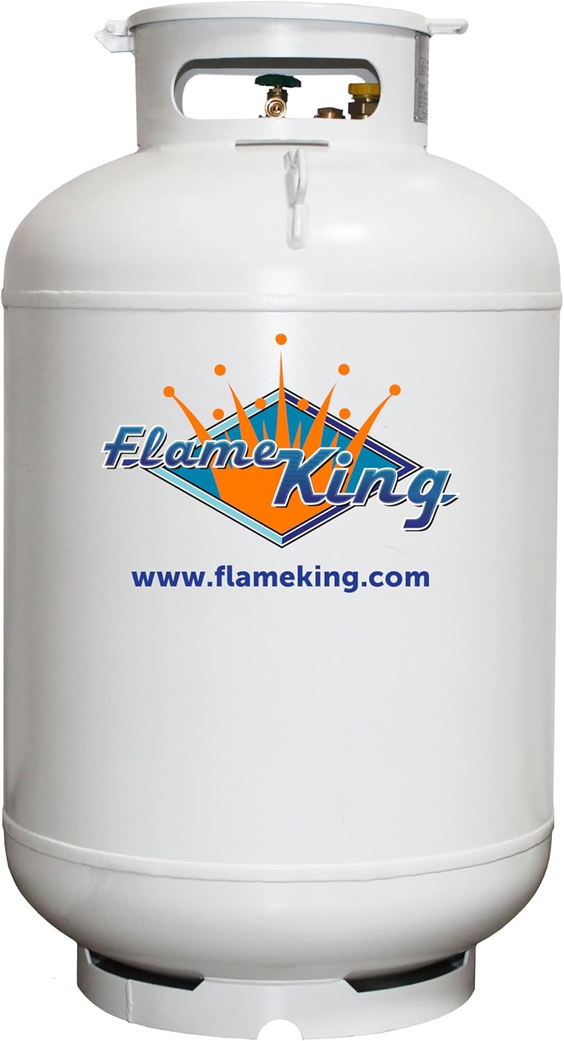 Réservoir de propane vertical Flame King 420 lb conforme à la norme ASME, blanc