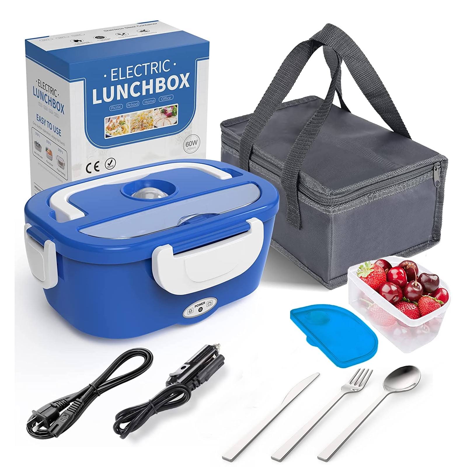 Cocobela Electric Lunch Box Food Heater 2-in-1 Portable Food Warmer Lunch Box for Car & Home Leak Proof, 2 Compartments, Removable 304 Stainless Steel