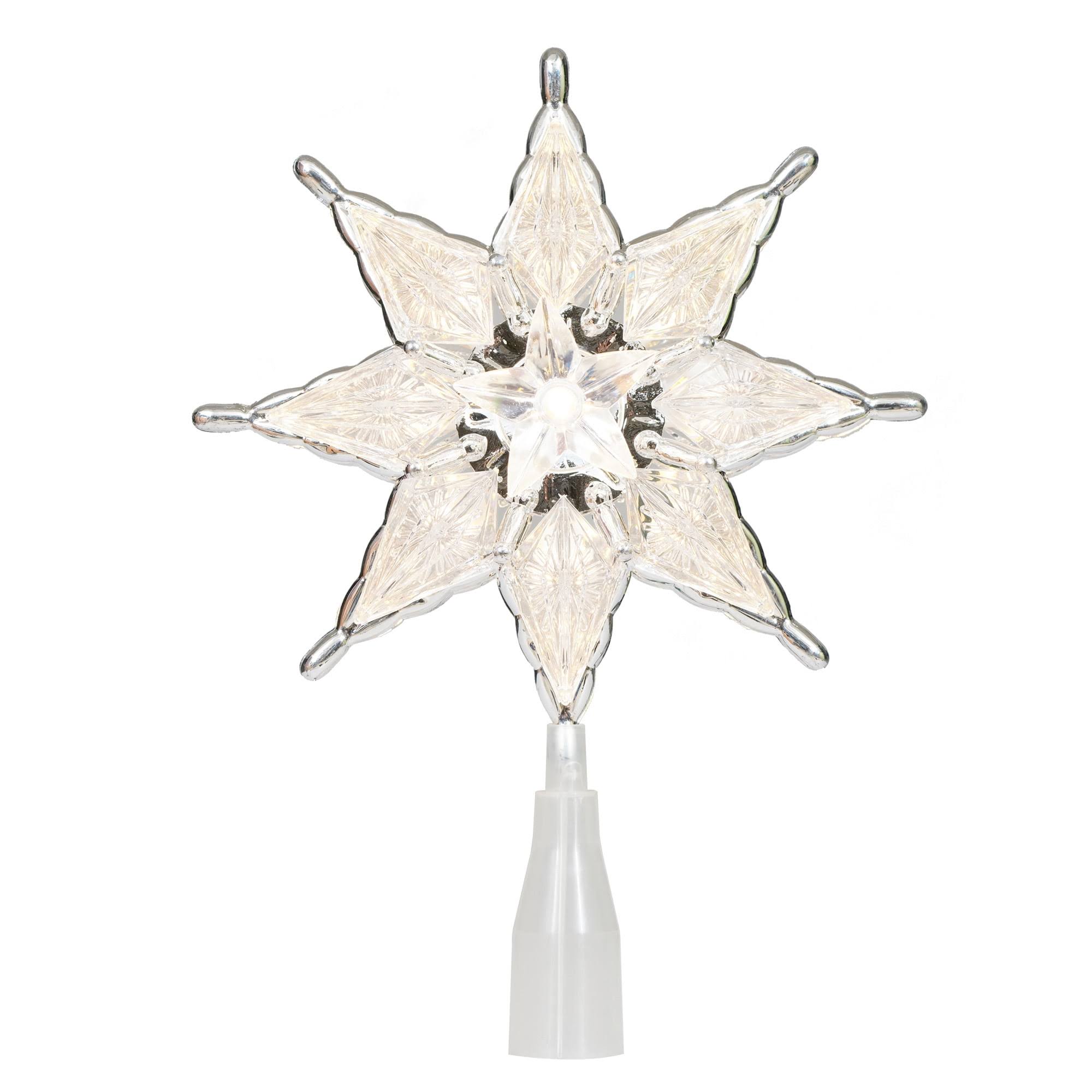 8 inch LED Christmas Tree Topper, Silver-Trim Star, Holiday Time