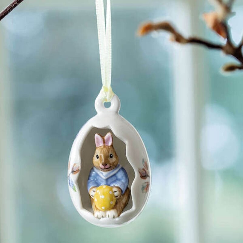 Bunny Tales Max ornament påskeegg 7 cm gul/hvit