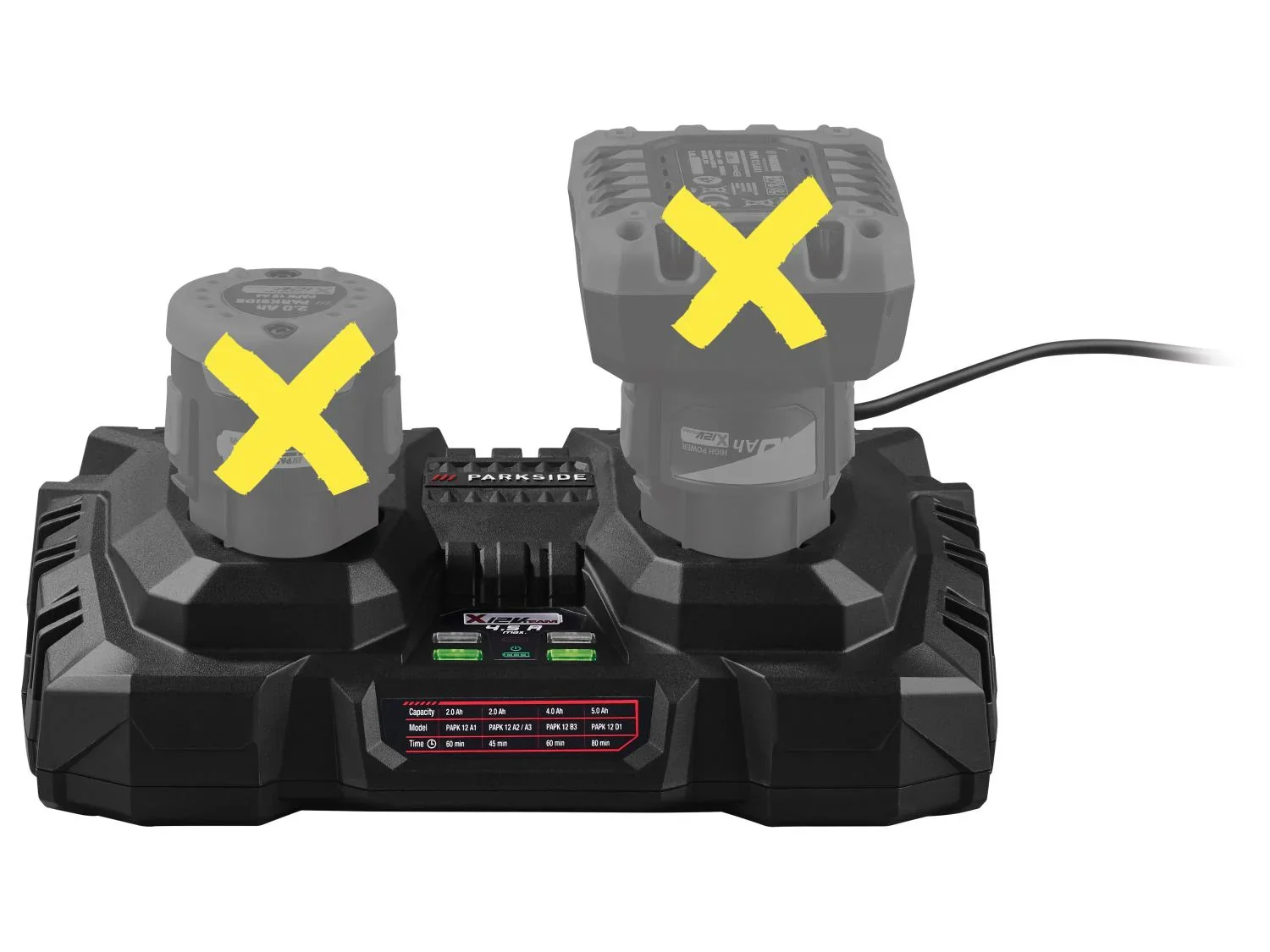 PARKSIDE Chargeur de batterie double PDSLK 12 B2, 4,5 A, 12 V