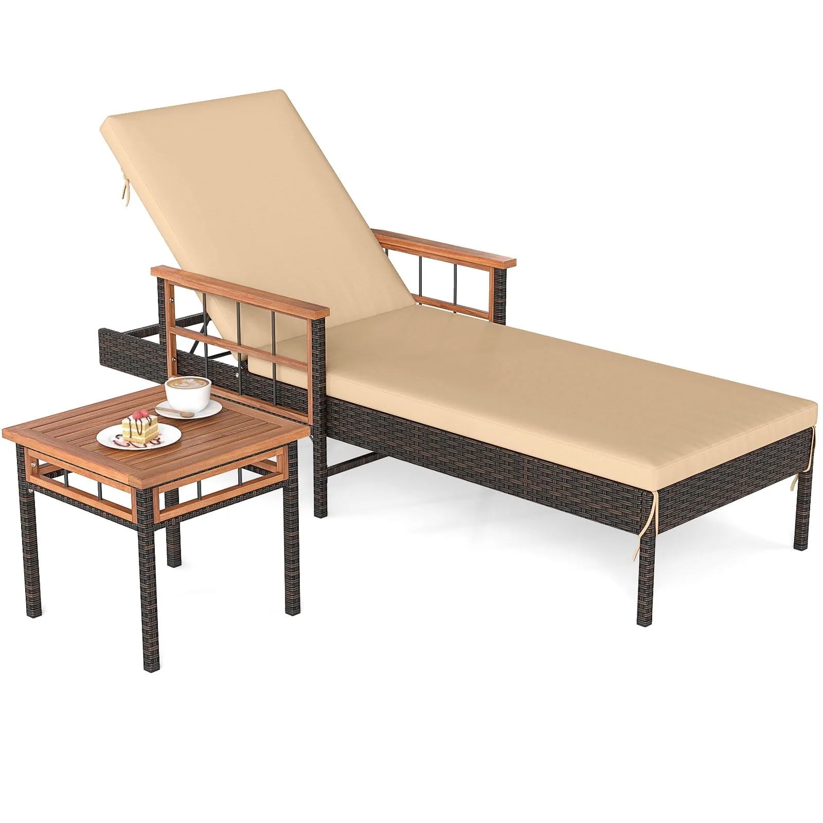 Tangkula Lounge Chair Outdoor with Side Table
