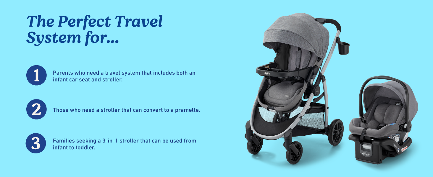 Graco Modes Pramette 3-in-1 Travel System infant car seat carrier infant pramette toddler stroller