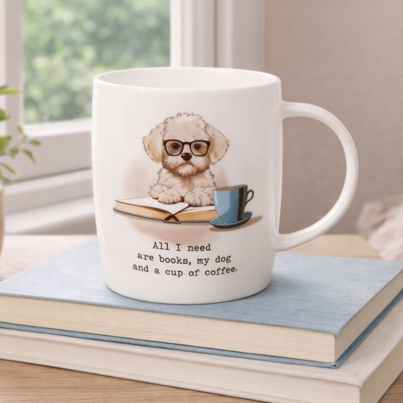 Krus 40 cl All I need is Books, Dog, Coffee