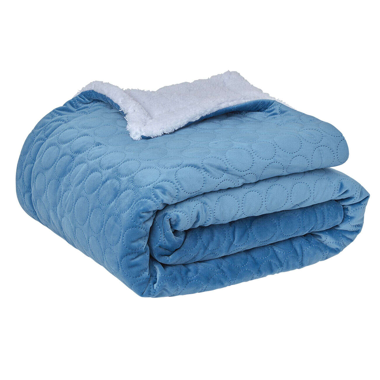 Plaid dos Sherpa blanc bleu polyester 300 g/m²