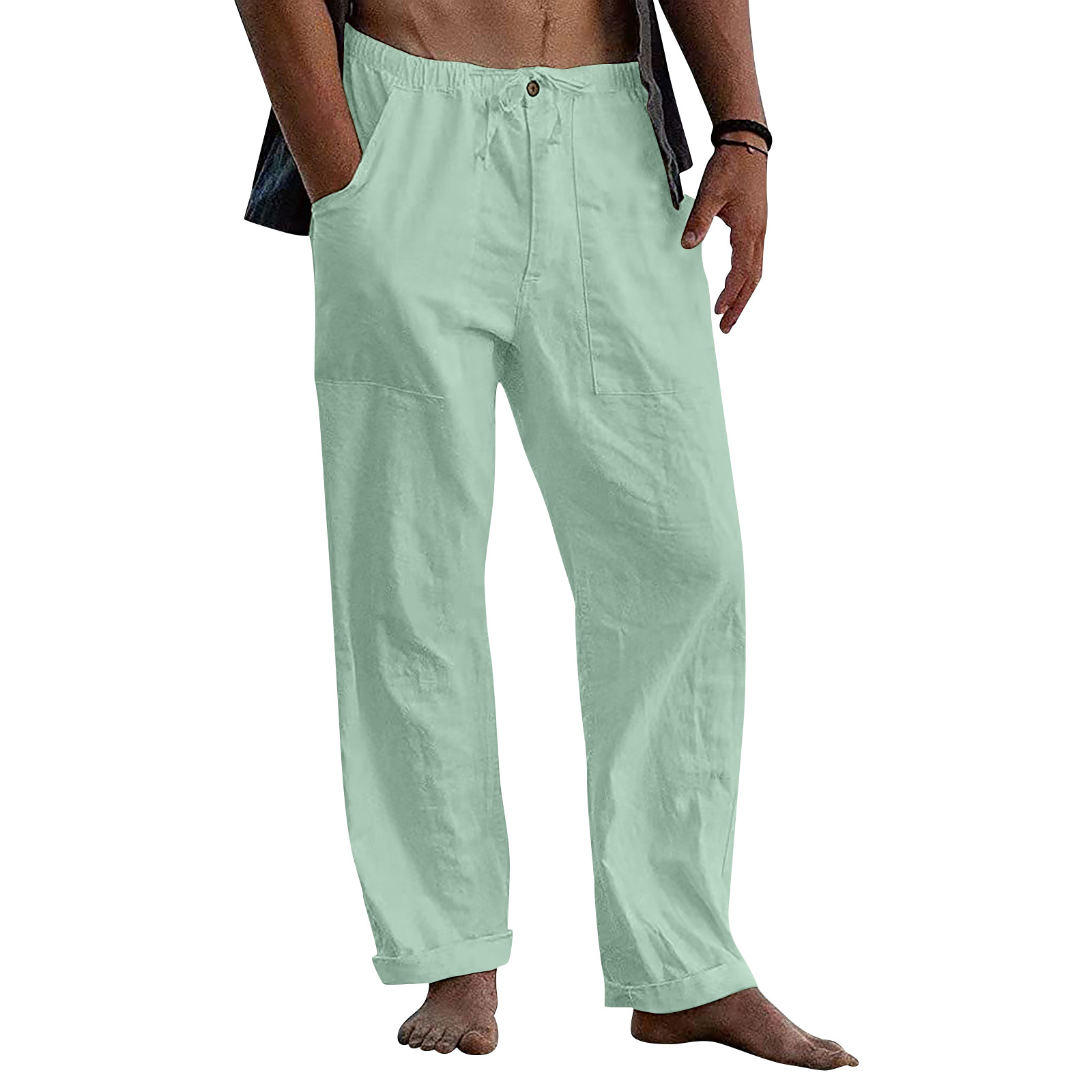 Pantalon de plage décontracté en lin pour homme