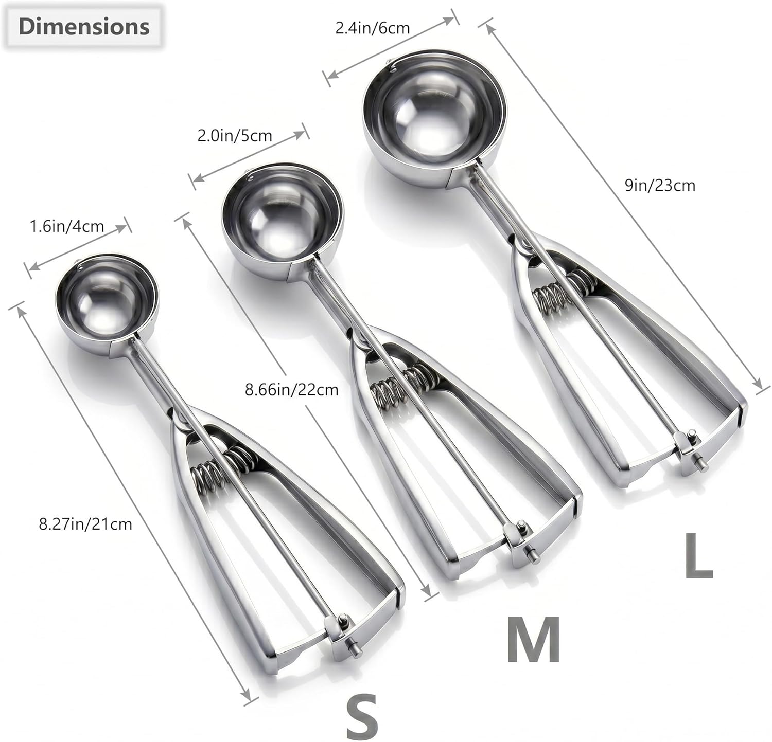 Ice Cream Scoop, 3Pcs Cookie Scoop Set, Stainless Steel Ice Cream Scooper with Trigger Release, Large/Medium/Small Cookie Scooper for Baking, Cookie Scoops for Baking Set of 3 with Cookie Dough Scoop…