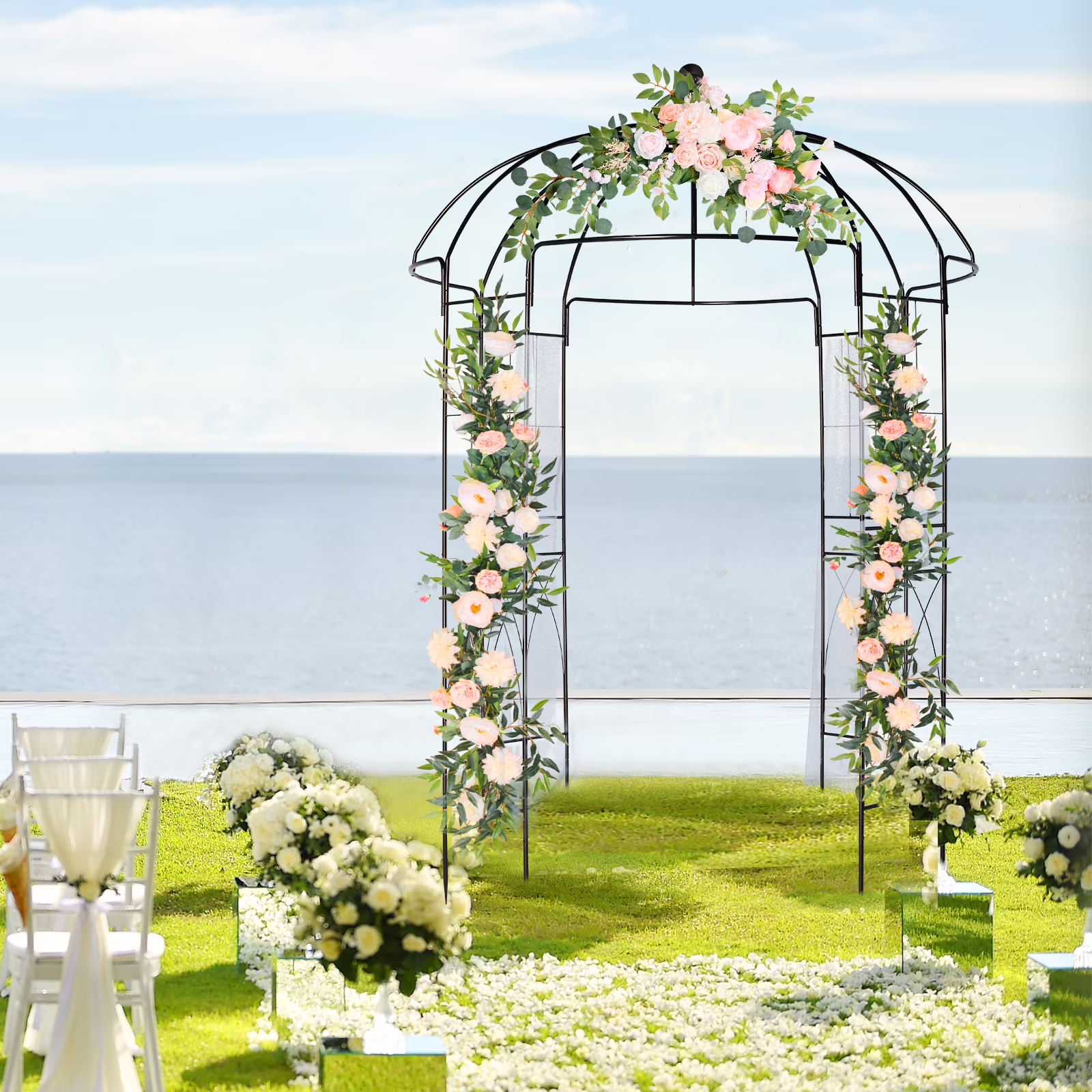 Zimtown Metal Garden Arch 8.8 Ft Garden Arbor Gazebo for Patio;Outdoor Wedding