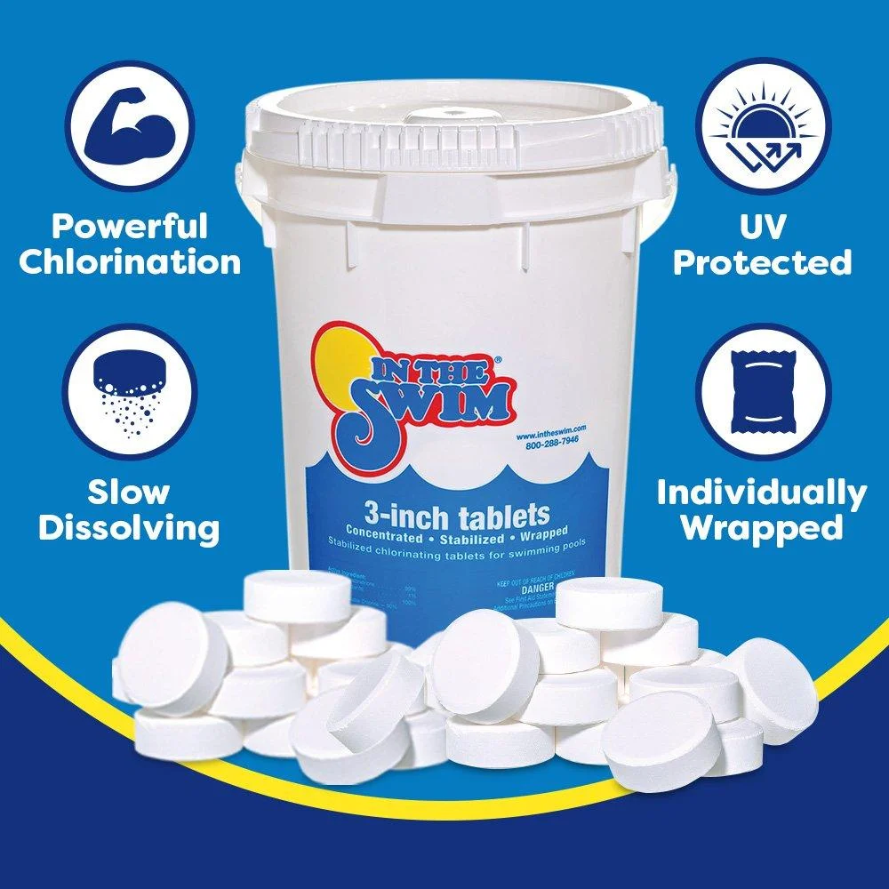Chlorine and Shock Bundle for Sanitizing Swimming Pools �C Includes 50 Pound Bucket of 3 Inch Stabilized Chlorine Tablets and 50 Pound Bucket of 68% Cal-Hypo Pool Shock(3") - Image 4