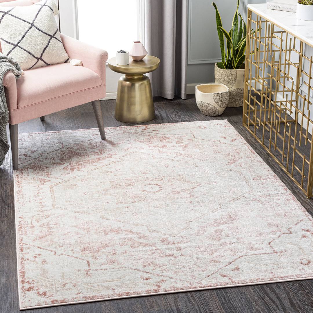 Cabello Oriental Pink/White Area Rug Lark Manor Rug Size: Rectangle 3'11