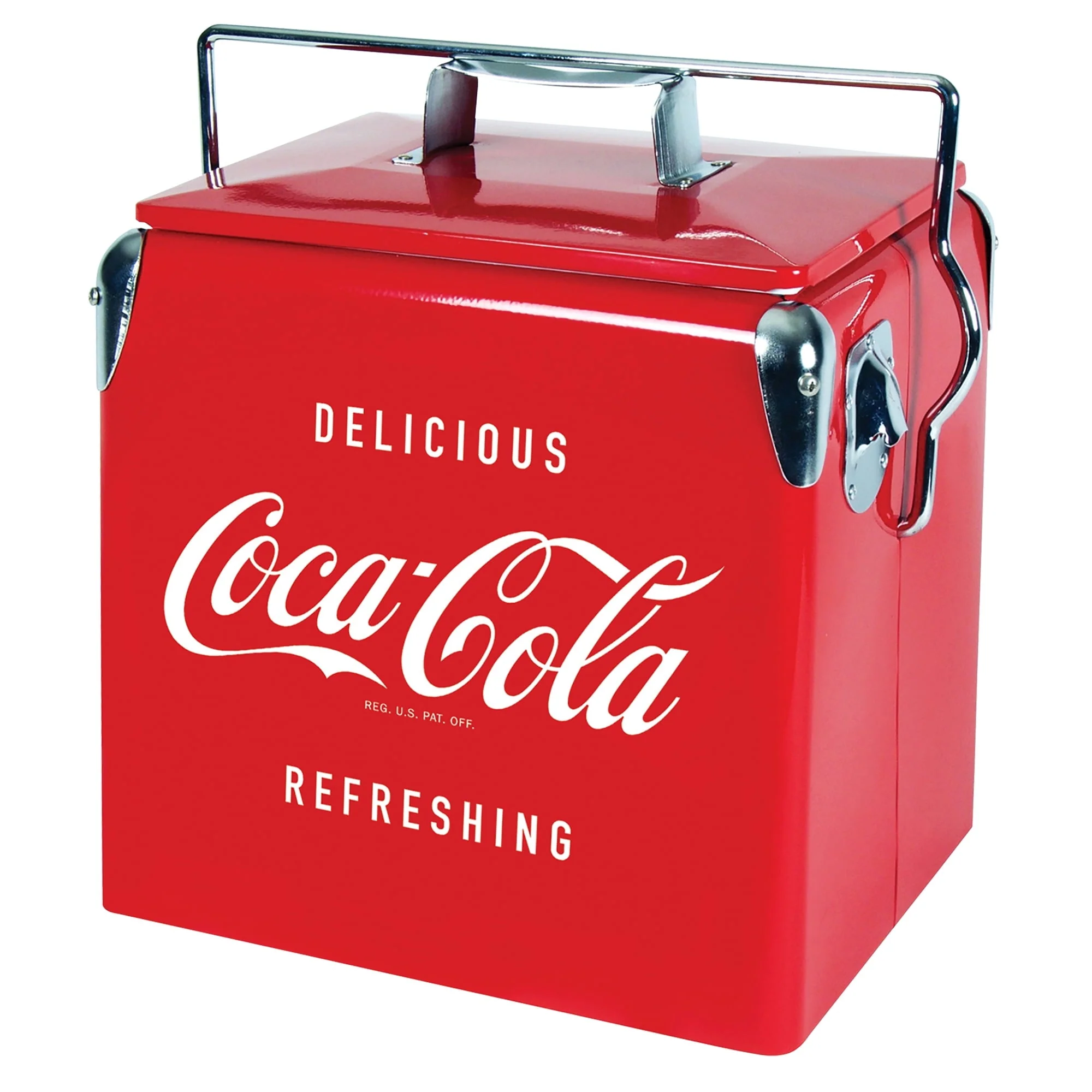 Coca - Cola Retro Portable Ice Chest Cooler with Bottle Opener 13 L (14 Qt), 18 Can Capacity, Red Vintage Style Ice Bucket for Camping, Beach, Picnic, RV, Bbqs, Tailgating, Fishing